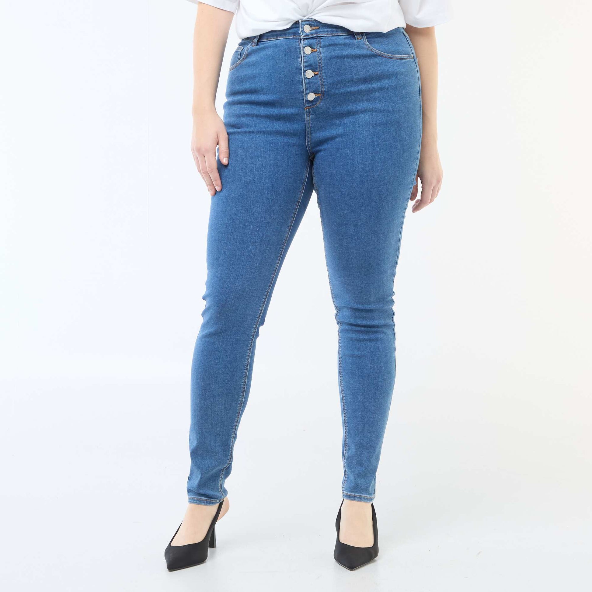 Pantalon skinny à taille très haute - L28 BLEU