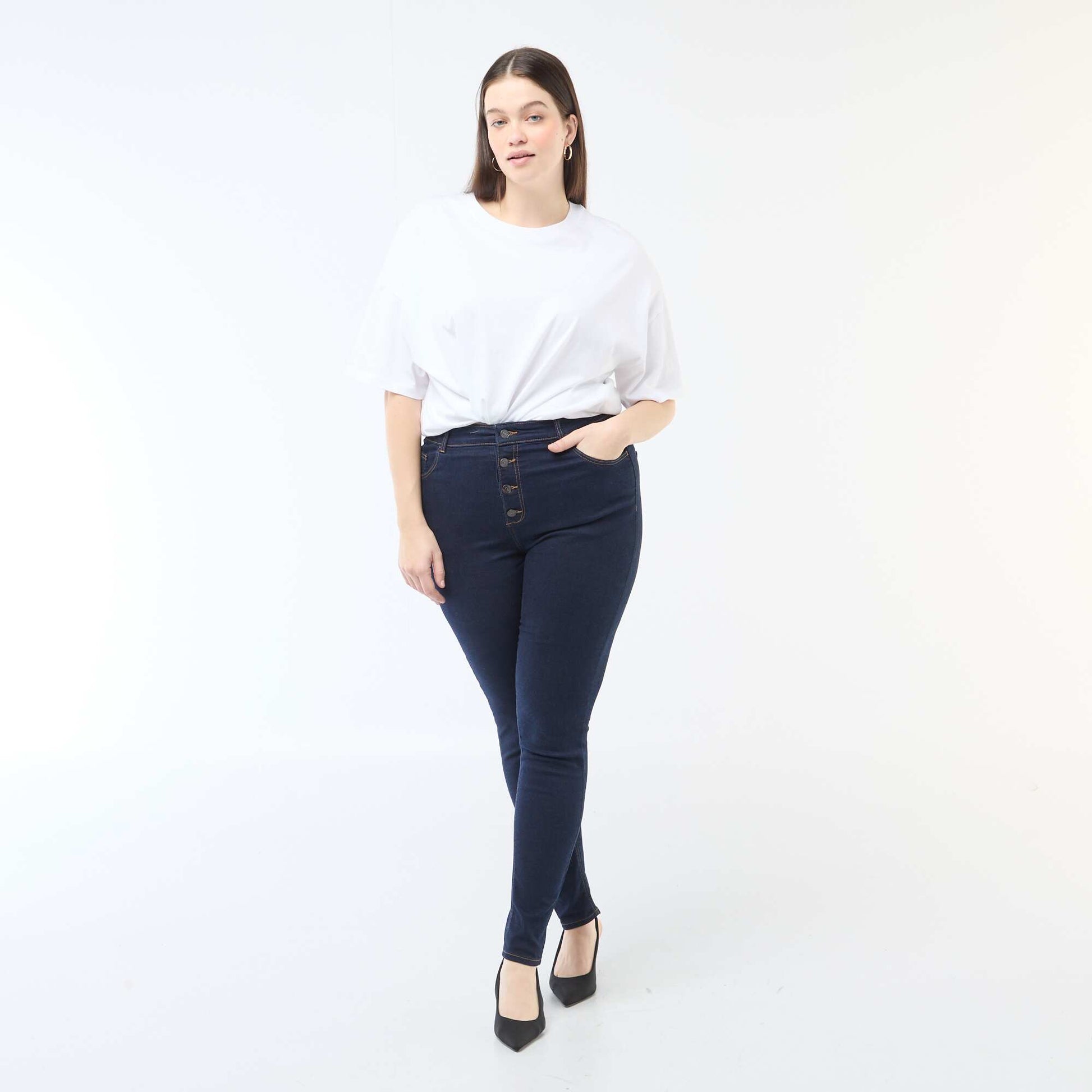 Pantalon skinny à taille très haute - L28 BLEU