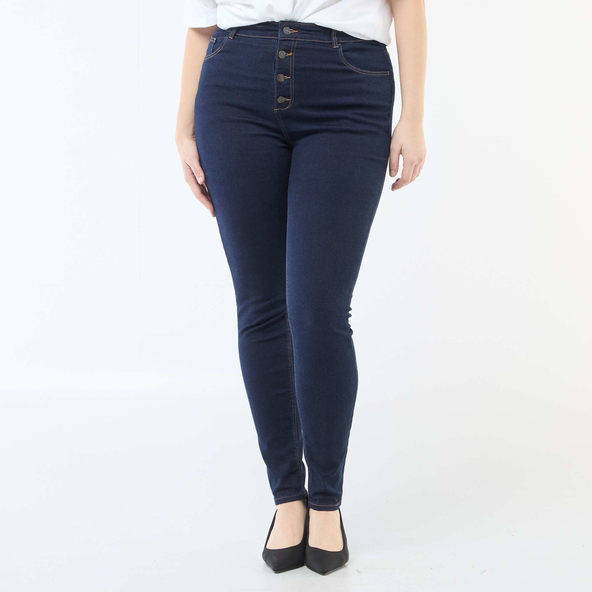 Pantalon skinny à taille très haute - L28 BLEU