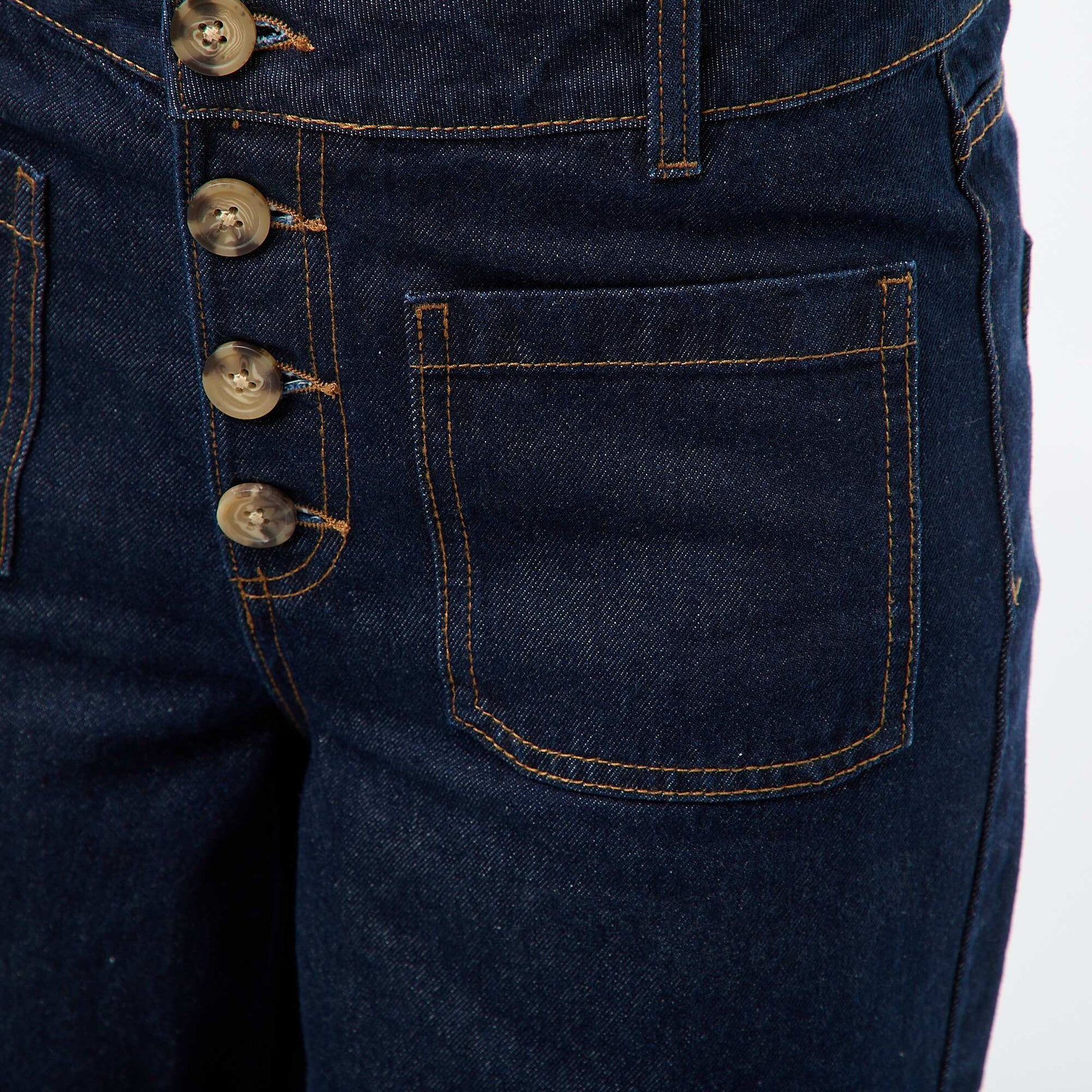 Pantalon denim wide uni BLEU