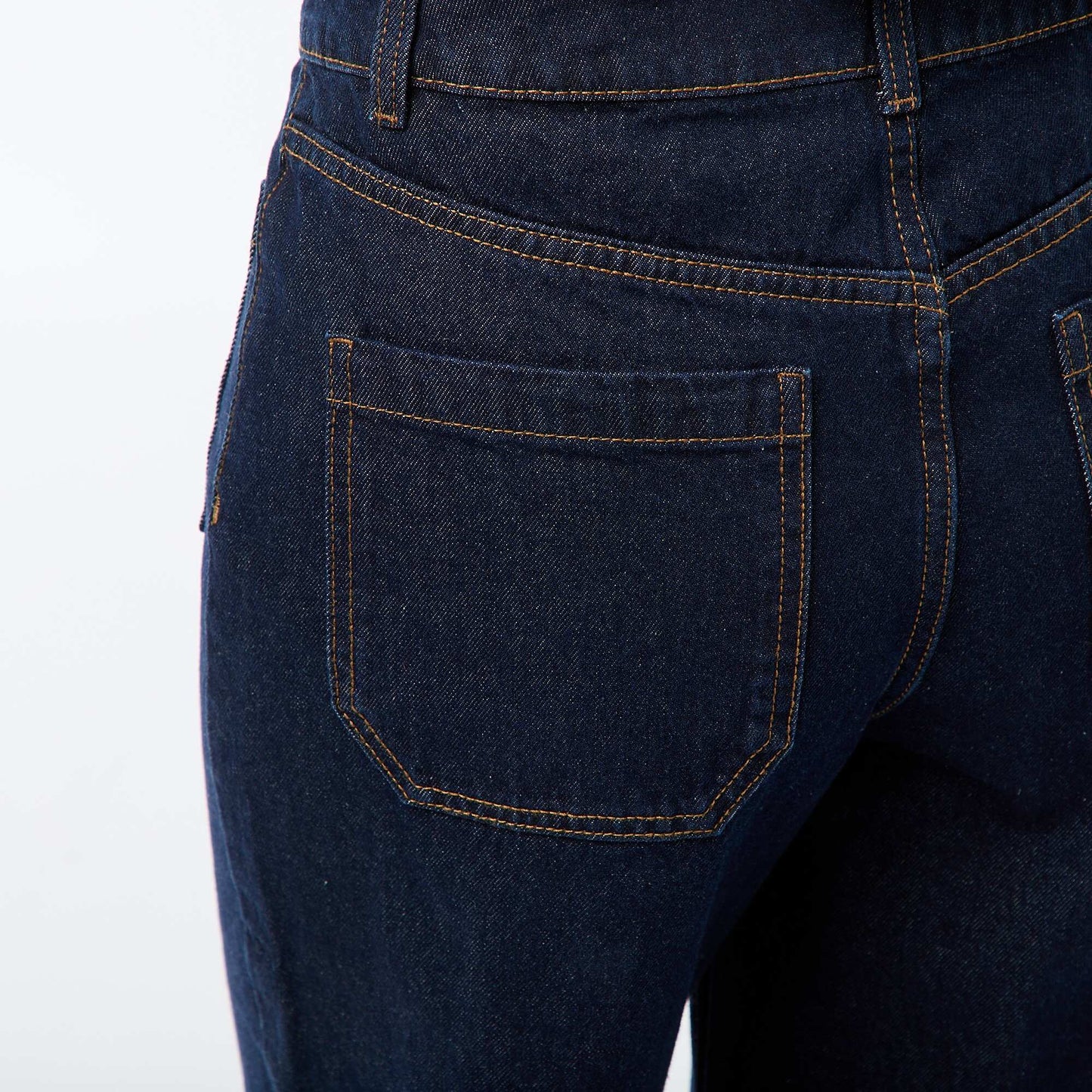 Pantalon denim wide uni BLEU