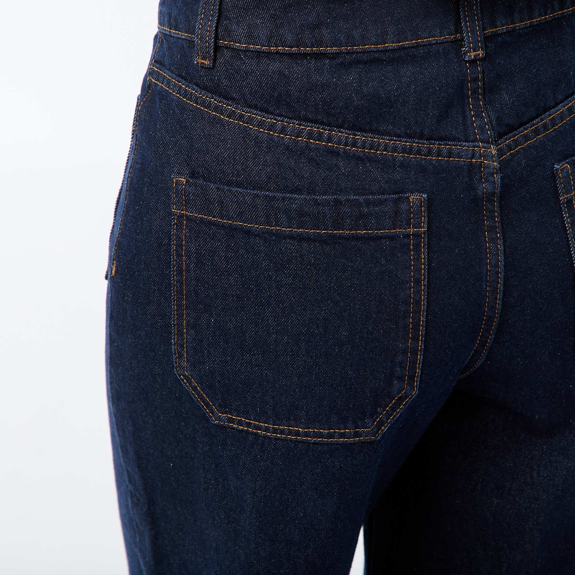 Pantalon denim wide uni BLEU