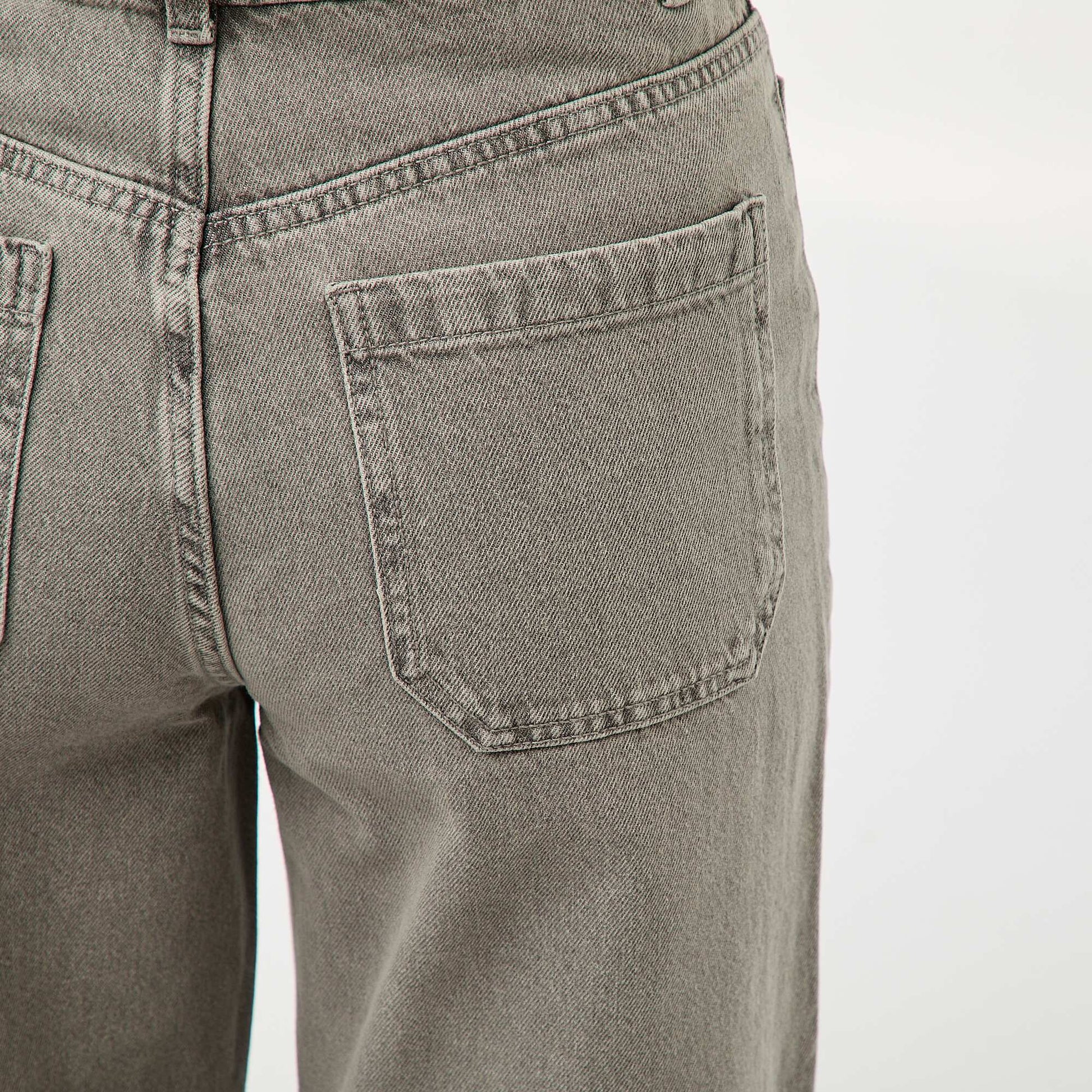 Pantalon denim wide uni GRIS
