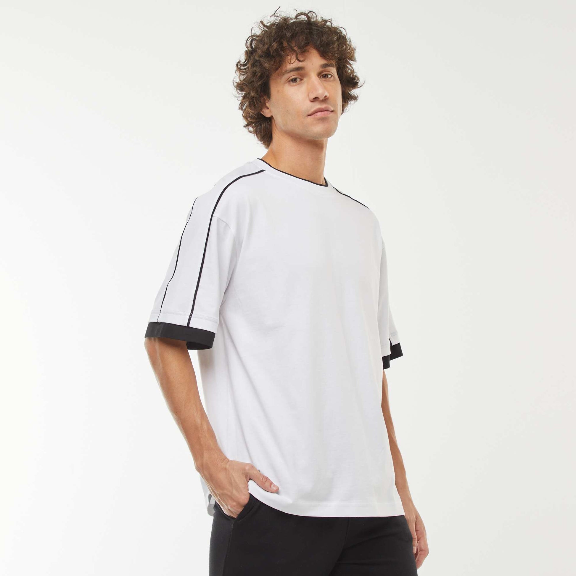 T-shirt oversize avec ligne BLANC