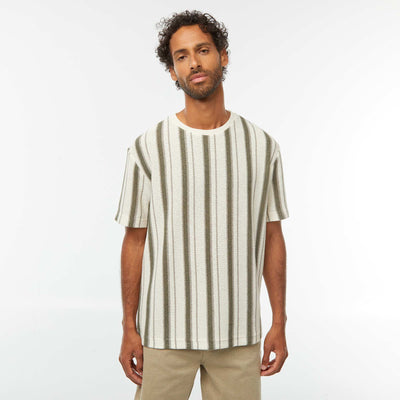 T-shirt en maille tricot à manches courtes BEIGE