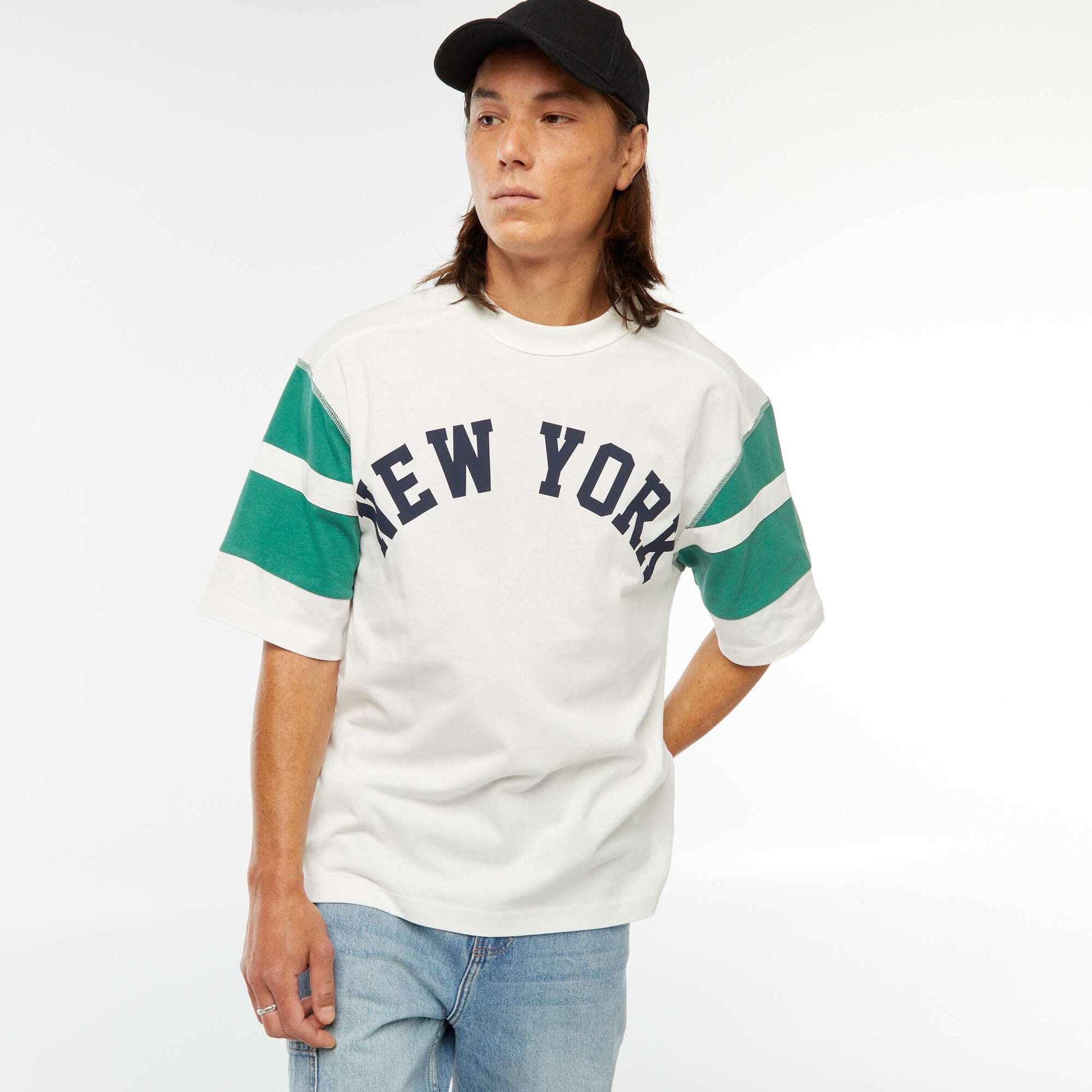 T-shirt imprimé style sport 'New York' à manches courtes VERT