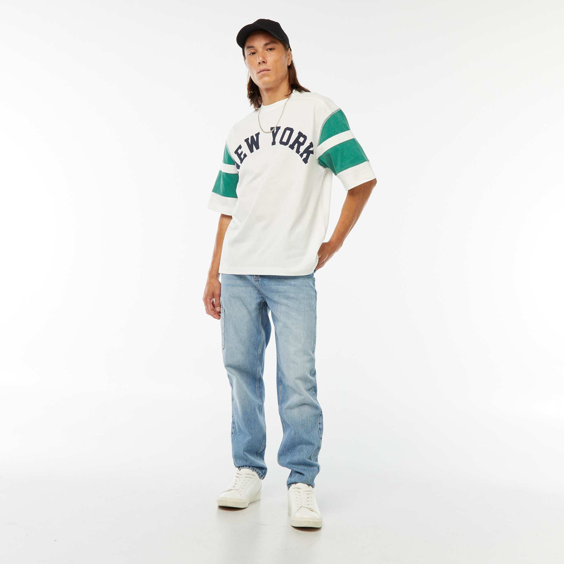 T-shirt imprimé style sport 'New York' à manches courtes VERT