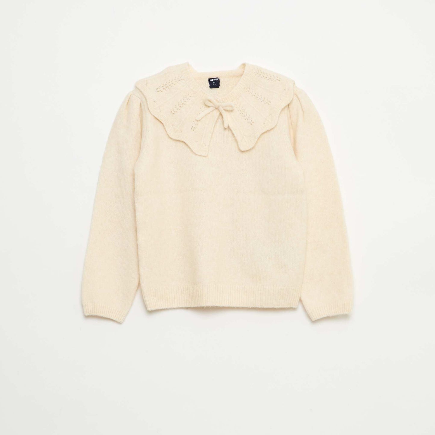 Pull en maille avec collerette amovible BLANC