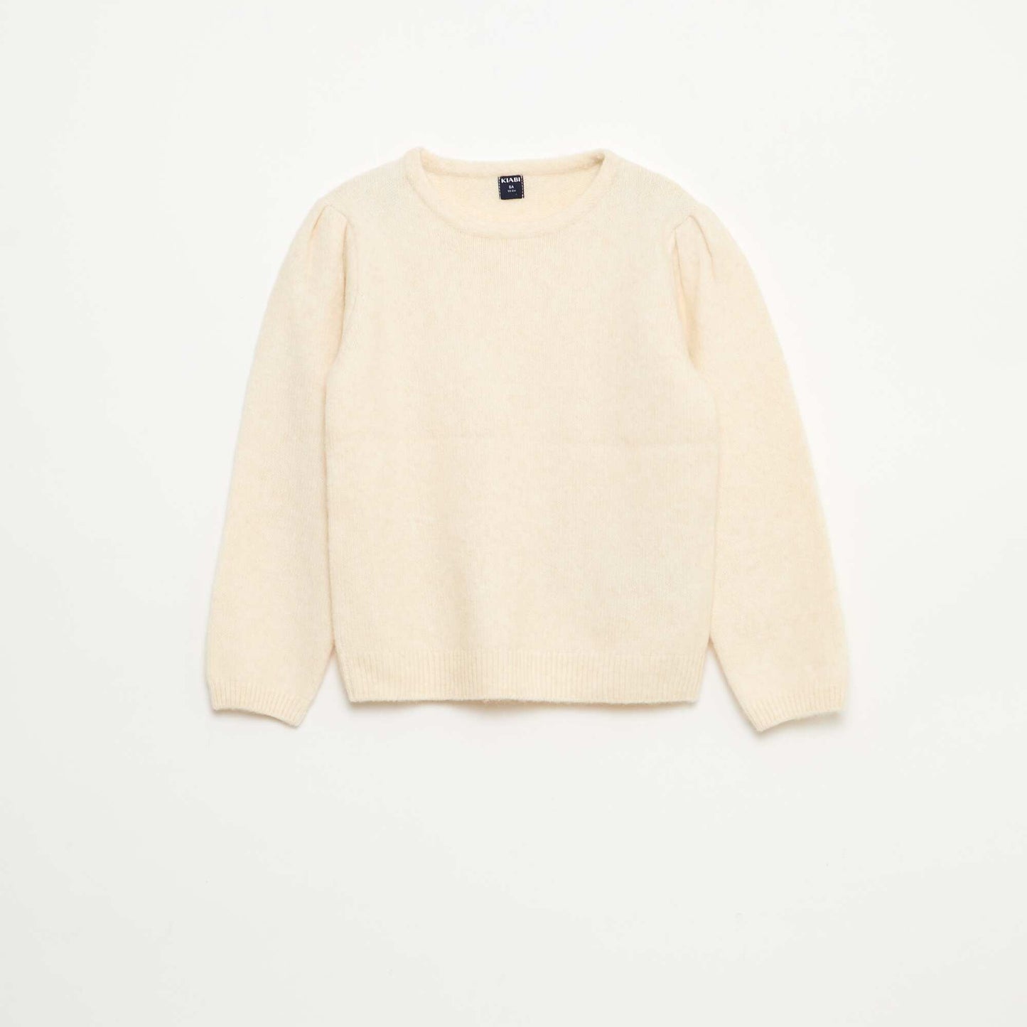 Pull en maille avec collerette amovible BLANC