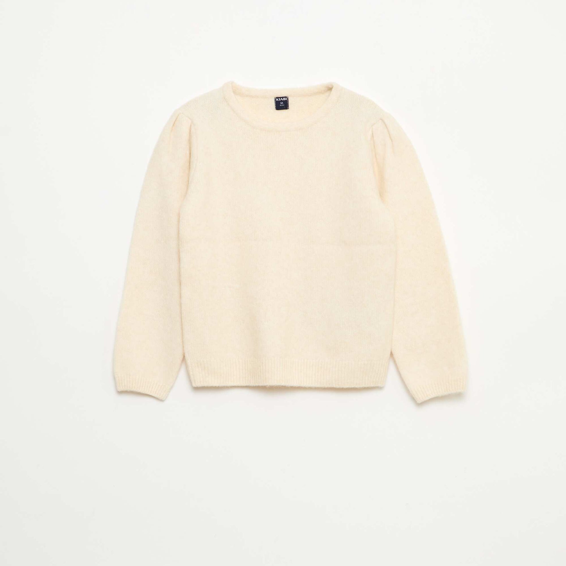 Pull en maille avec collerette amovible BLANC