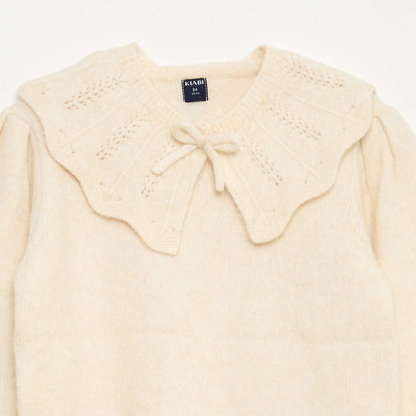Pull en maille avec collerette amovible BLANC