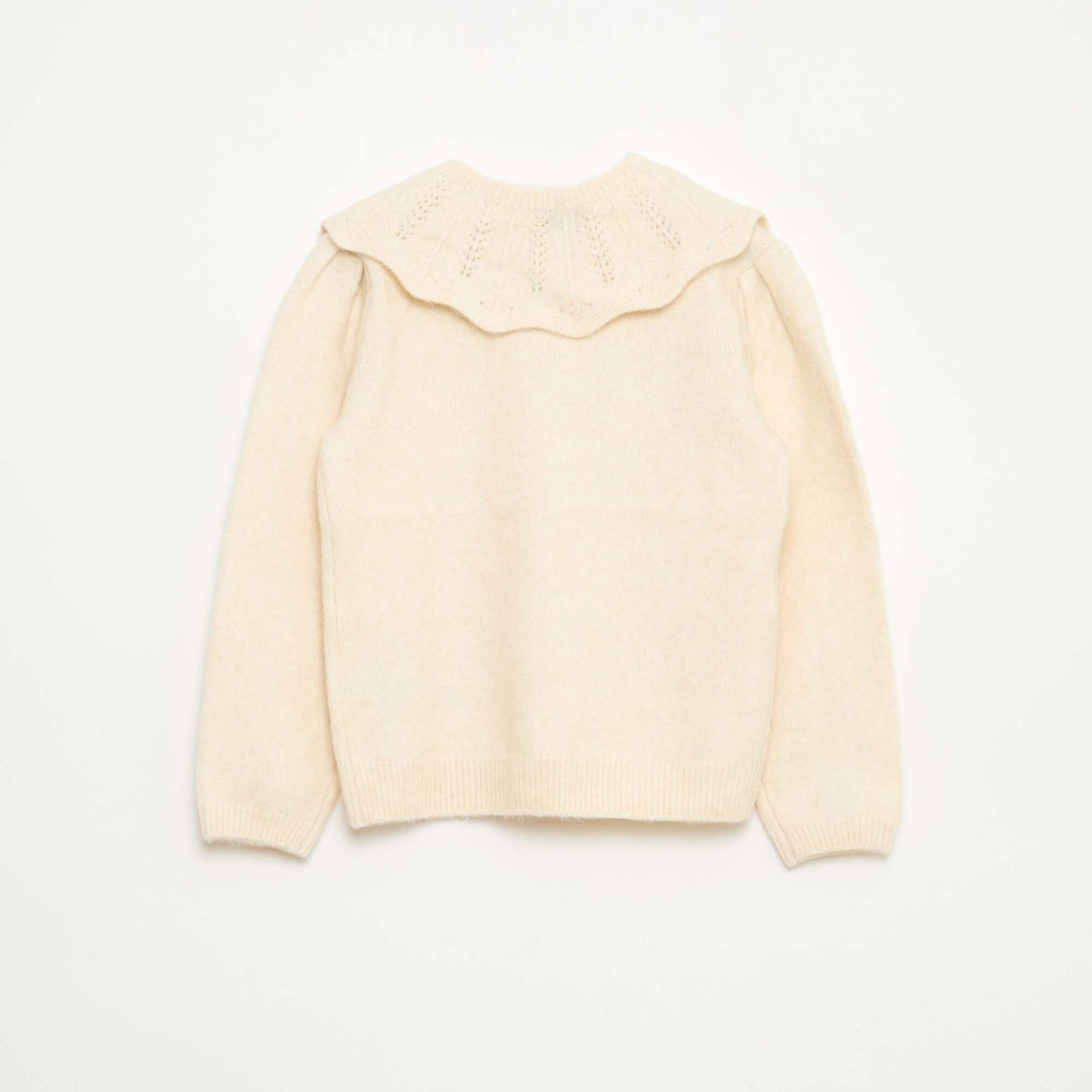 Pull en maille avec collerette amovible BLANC