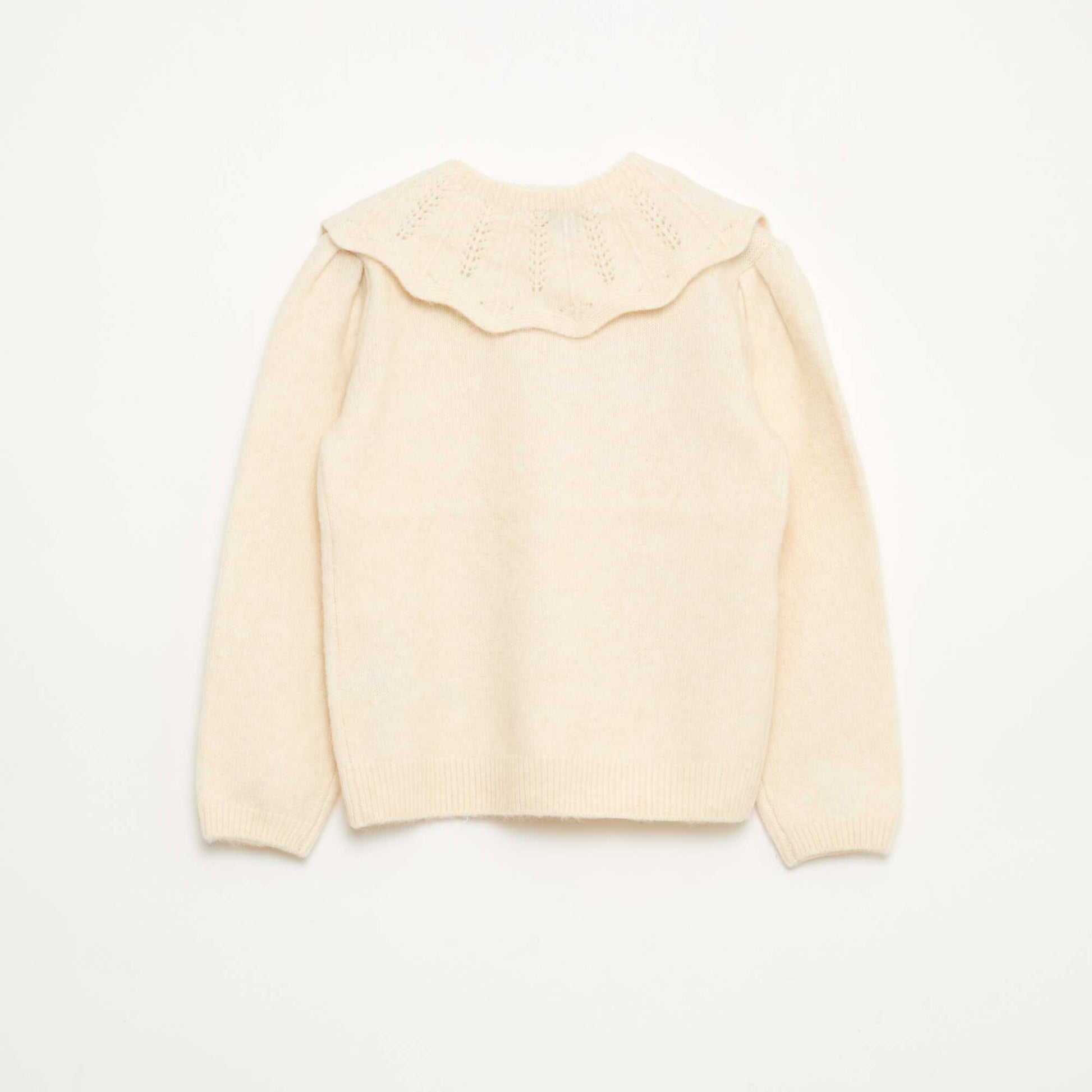 Pull en maille avec collerette amovible BLANC