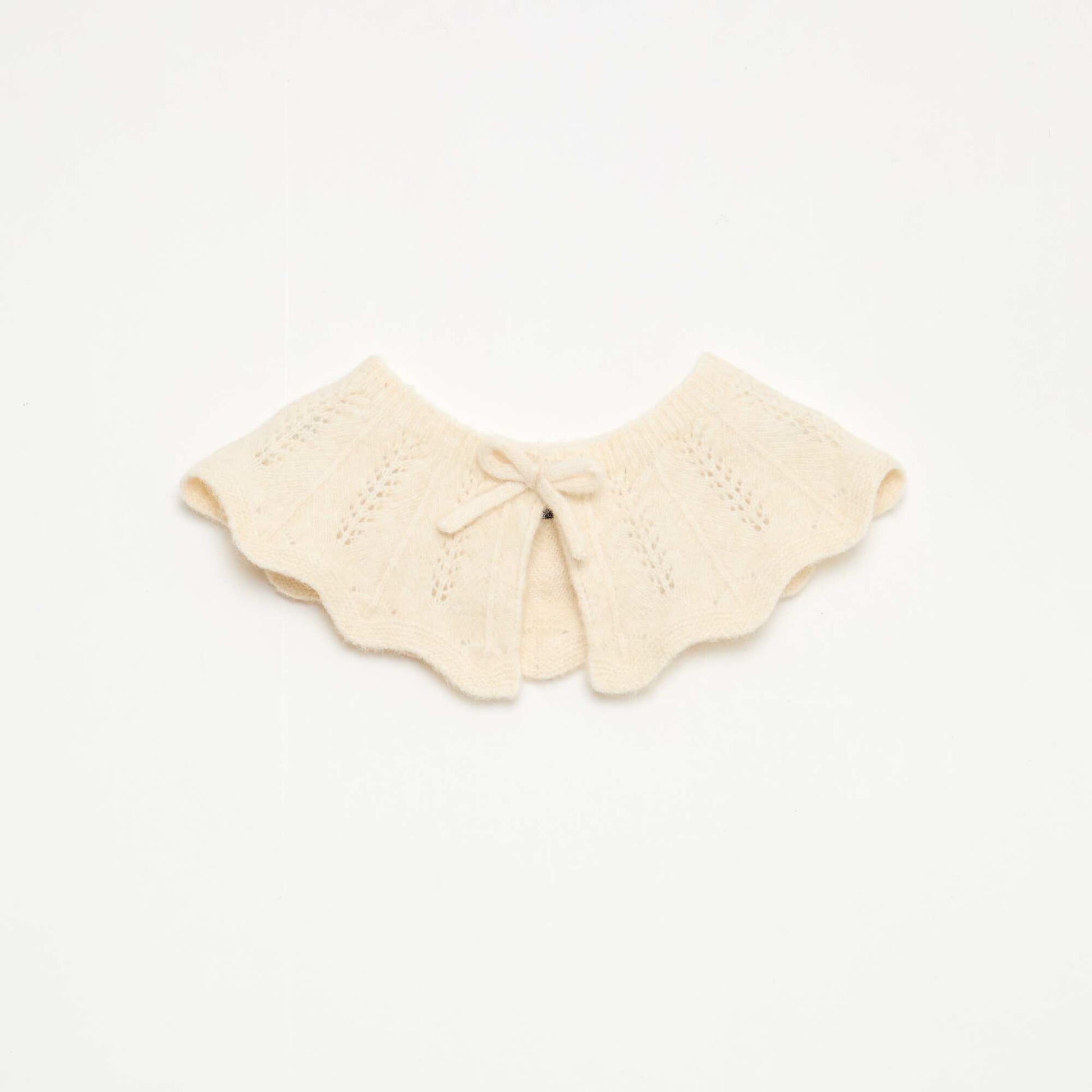 Pull en maille avec collerette amovible BLANC