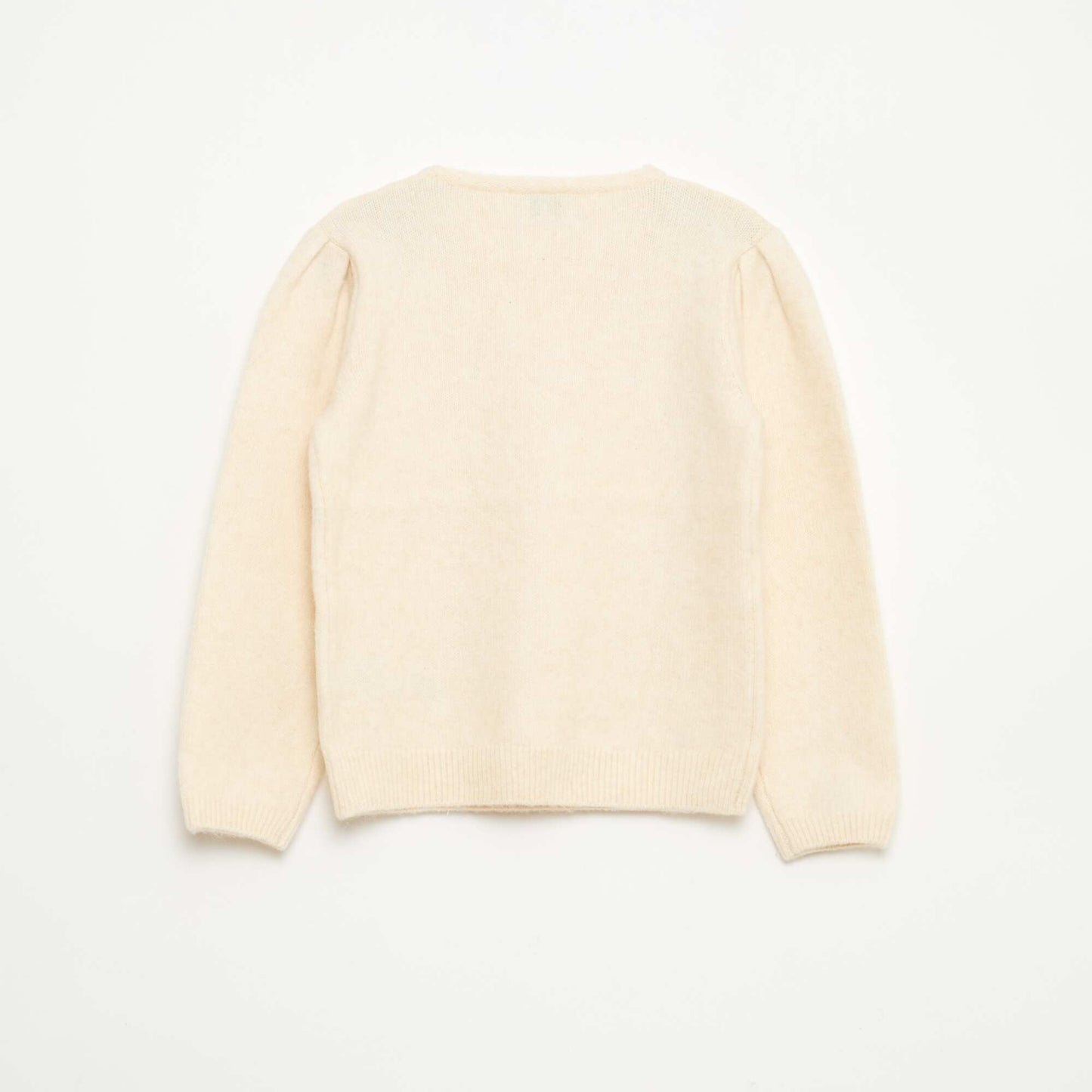 Pull en maille avec collerette amovible BLANC