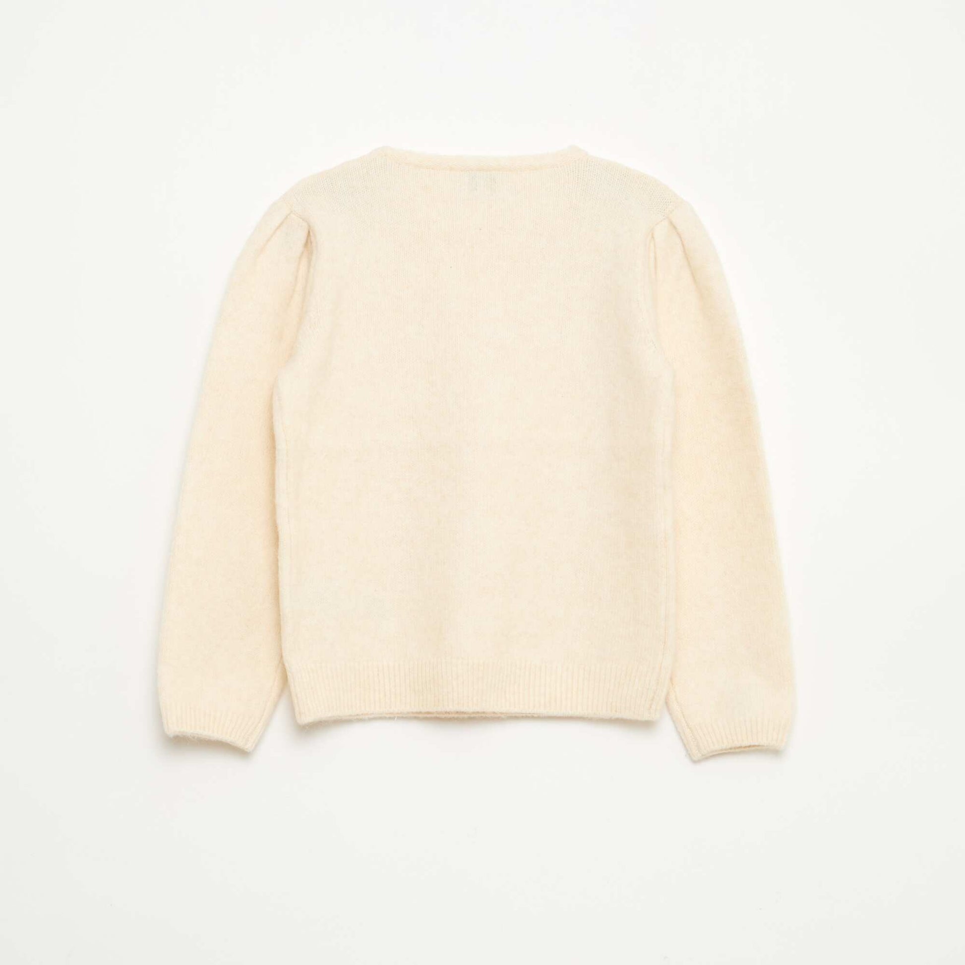 Pull en maille avec collerette amovible BLANC