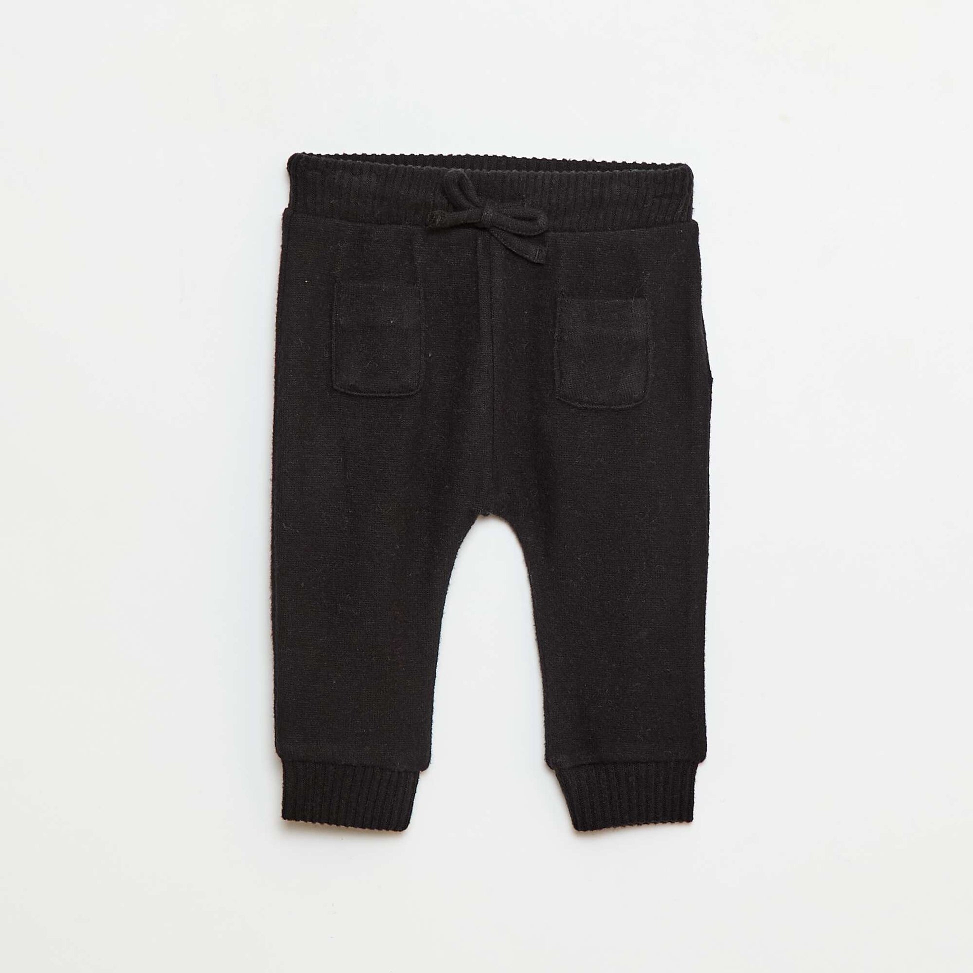 Pantalon sarouel en tricot uni NOIR