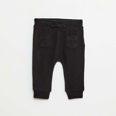 Pantalon sarouel en tricot uni NOIR