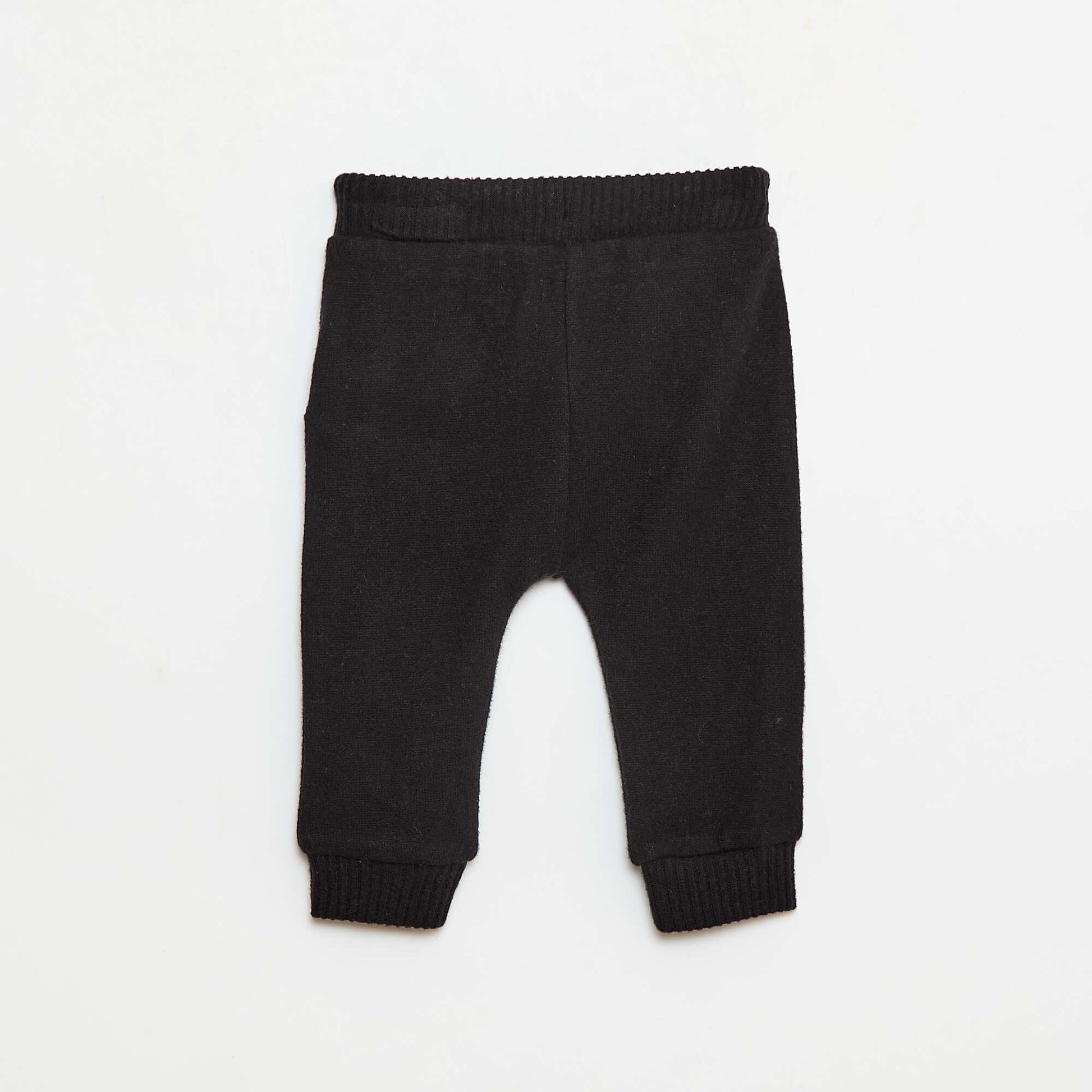 Pantalon sarouel en tricot uni NOIR