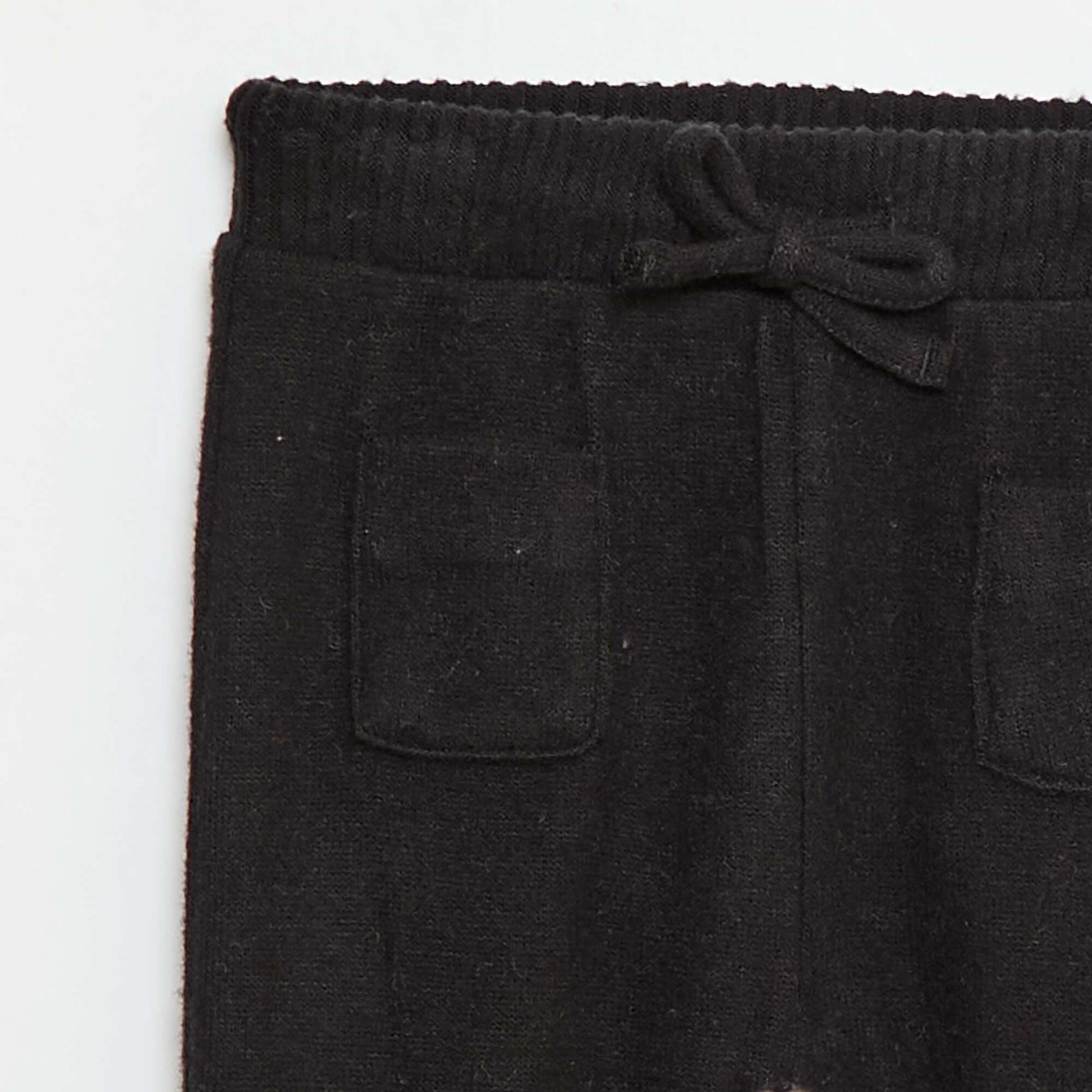Pantalon sarouel en tricot uni NOIR