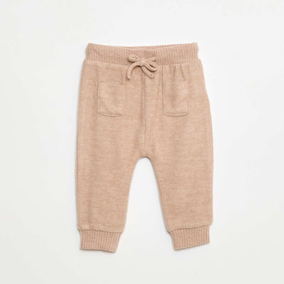 Pantalon sarouel en tricot uni BEIGE