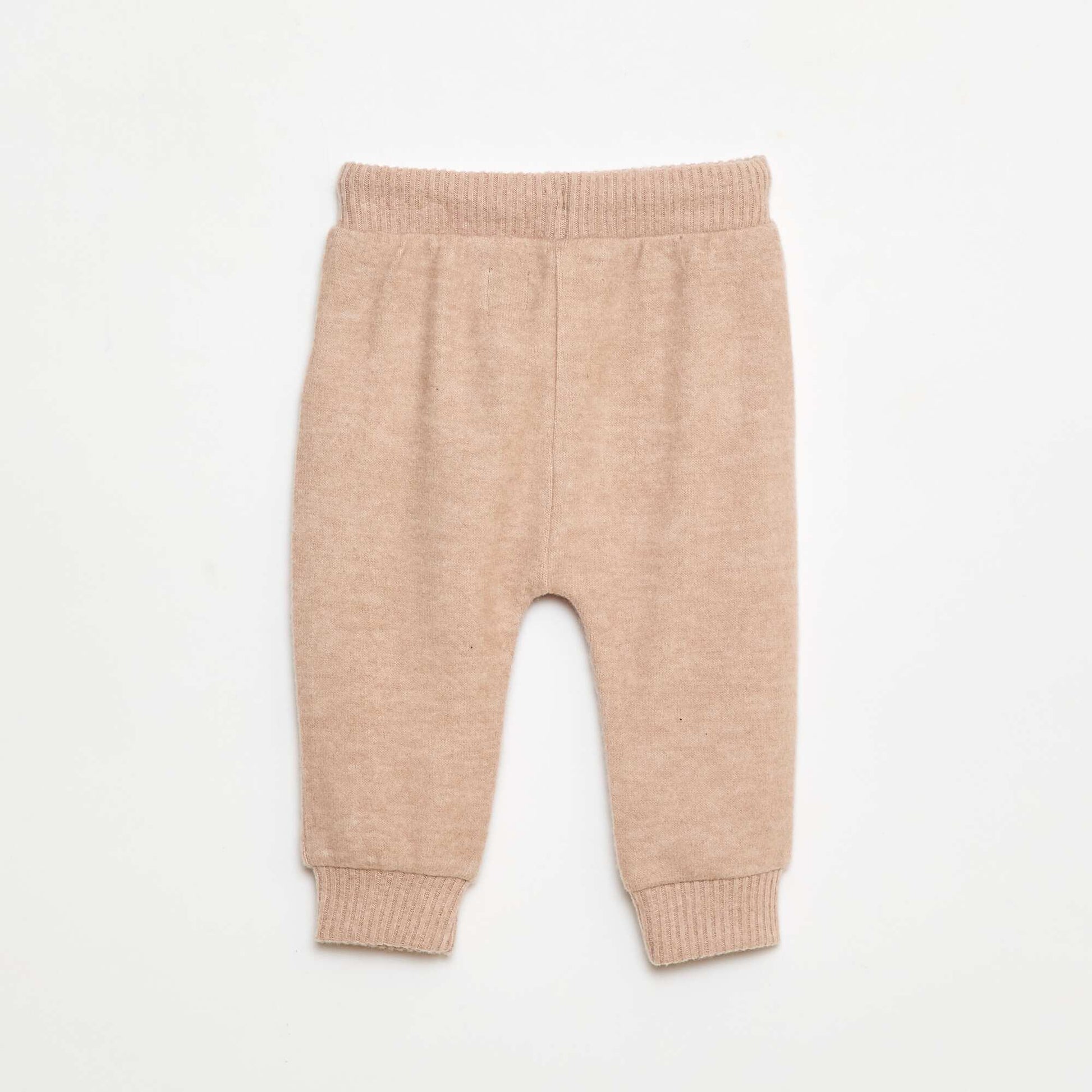 Pantalon sarouel en tricot uni BEIGE