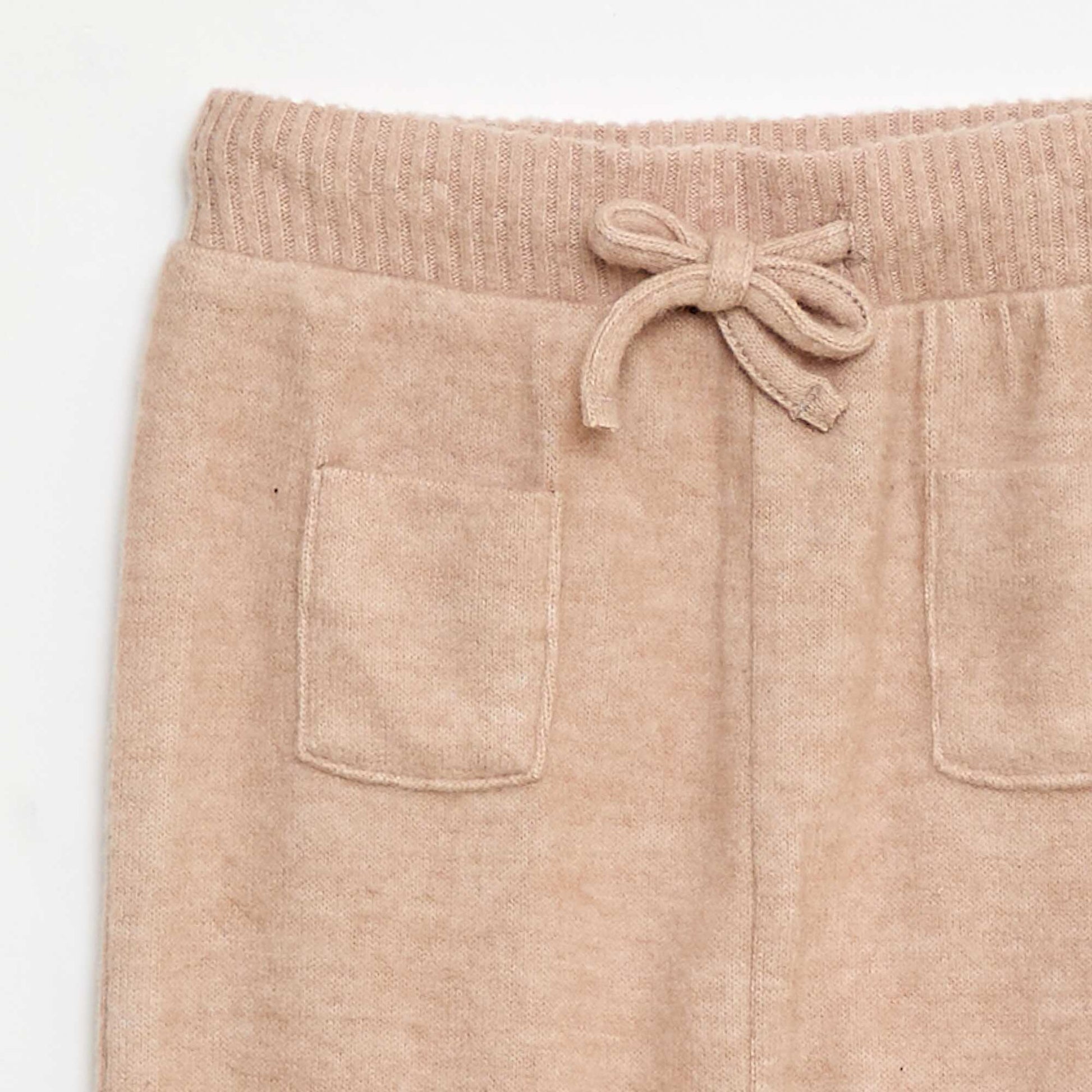 Pantalon sarouel en tricot uni BEIGE