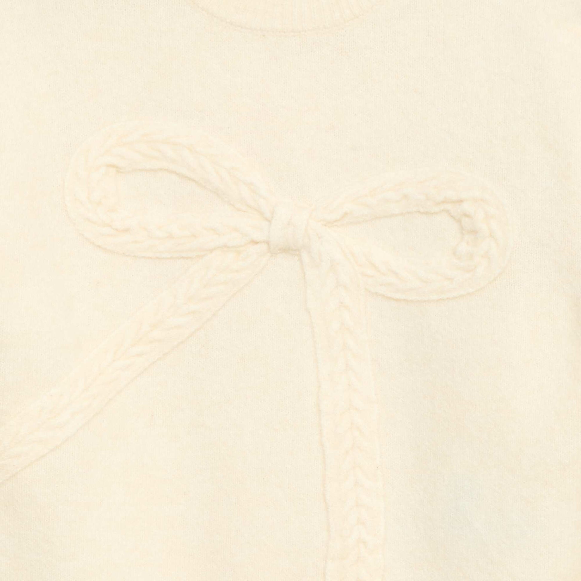 Pull en maille avec nœud en maille torsade devant BLANC