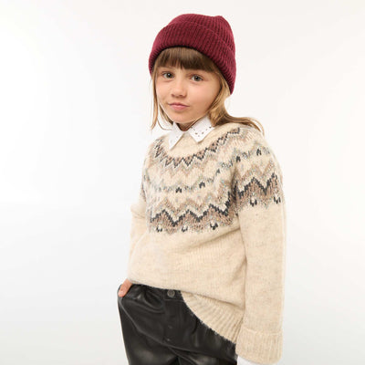 Pull en laine motif jacquard BEIGE