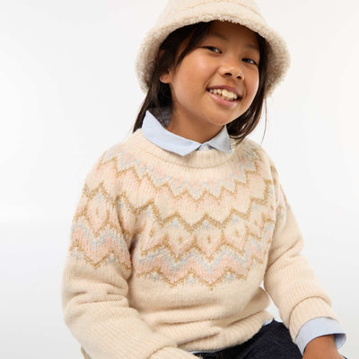 Pull en laine motif jacquard BEIGE