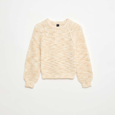 Pull col rond manches longues BEIGE