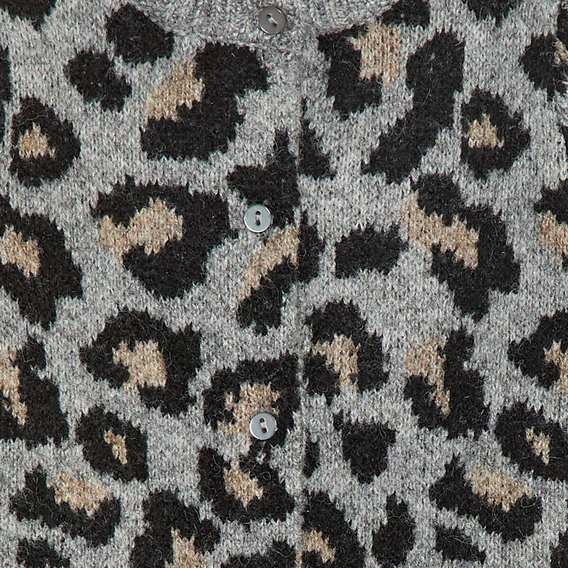 Gilet col rond léopard GRIS