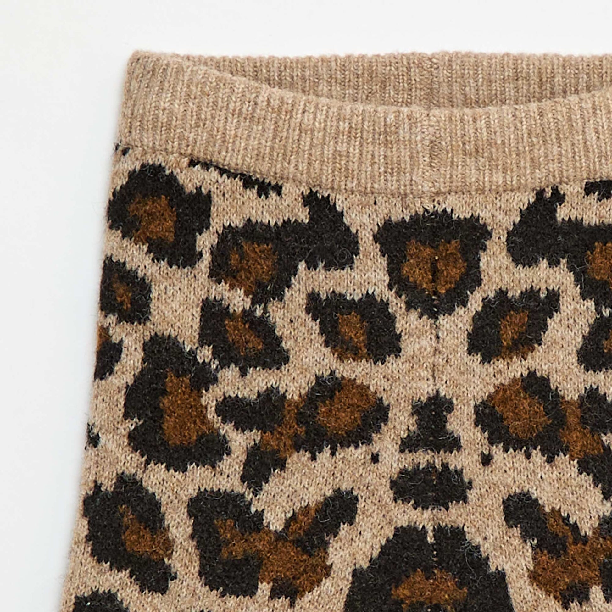 Legging léopard en tricot BEIGE