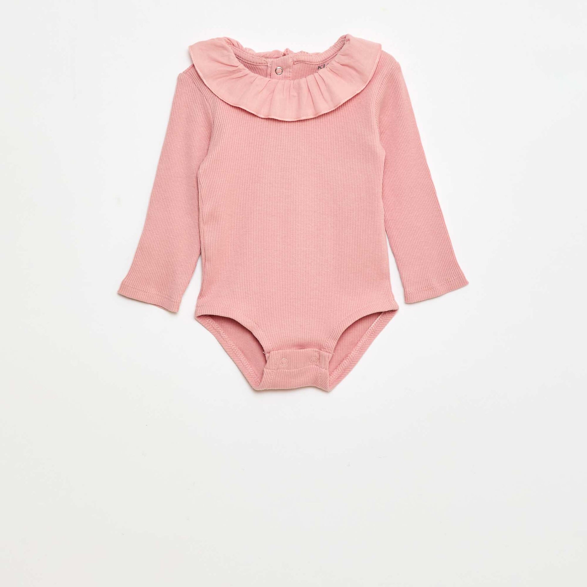 Body côtelé avec collerette ROSE