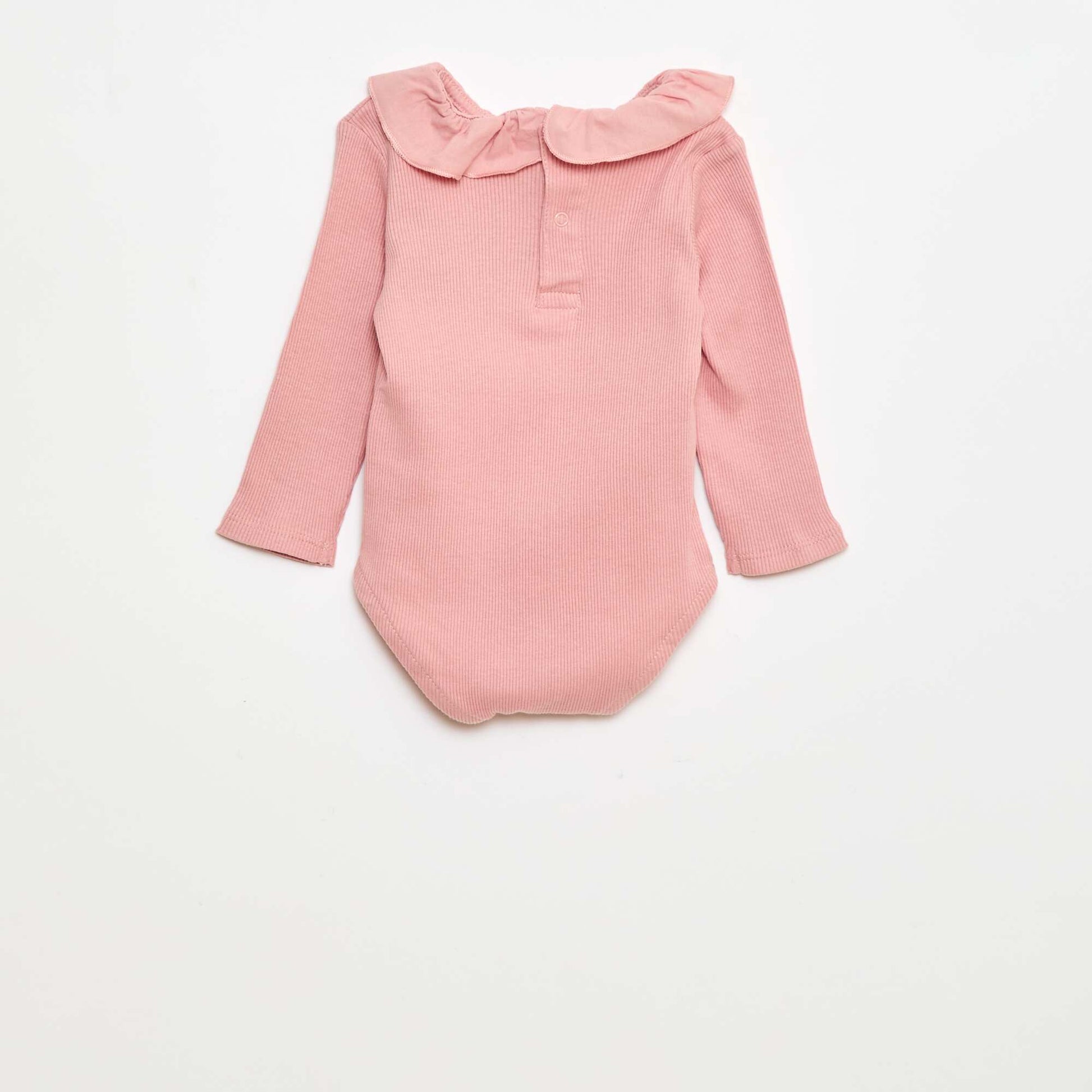 Body côtelé avec collerette ROSE