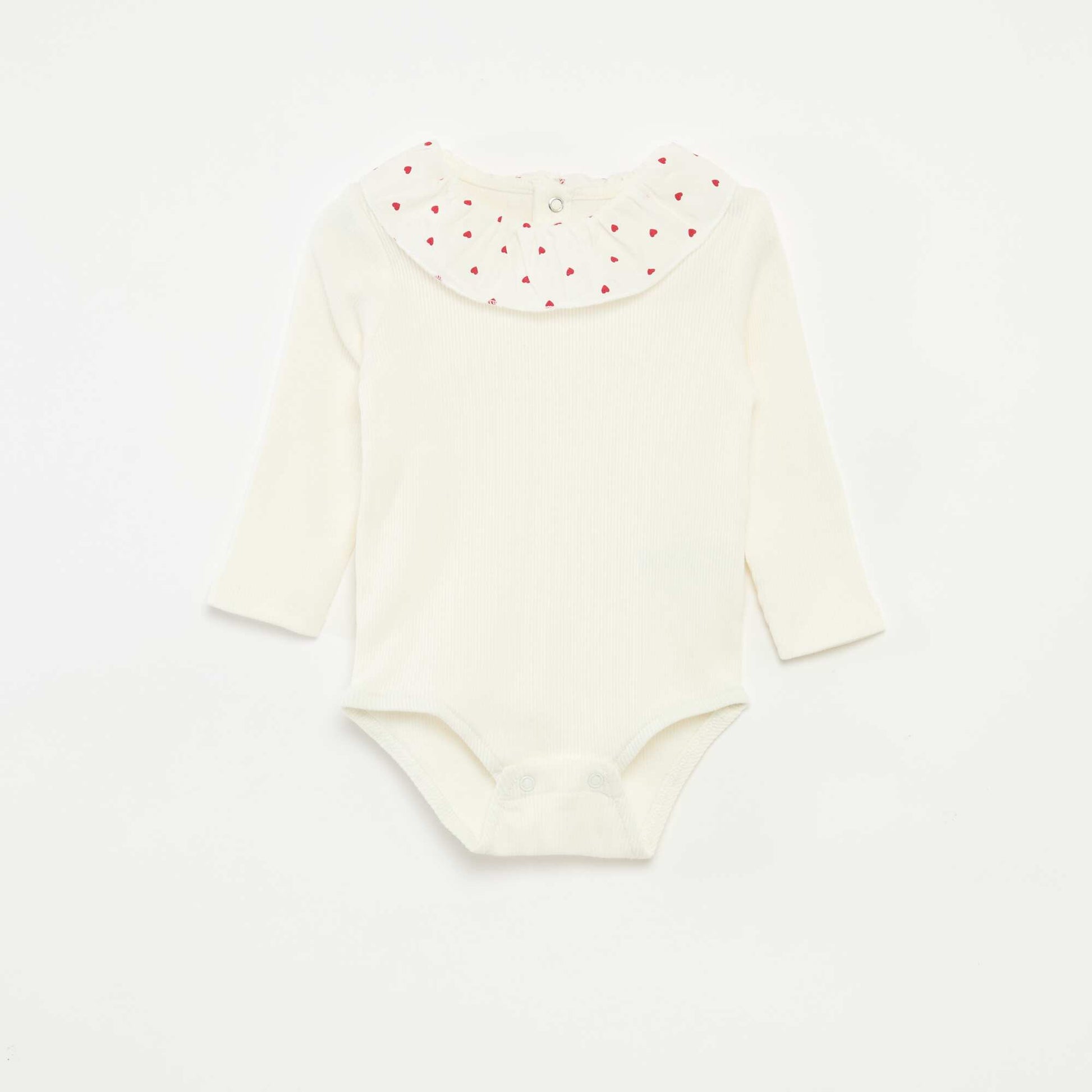 Body côtelé avec collerette BLANC
