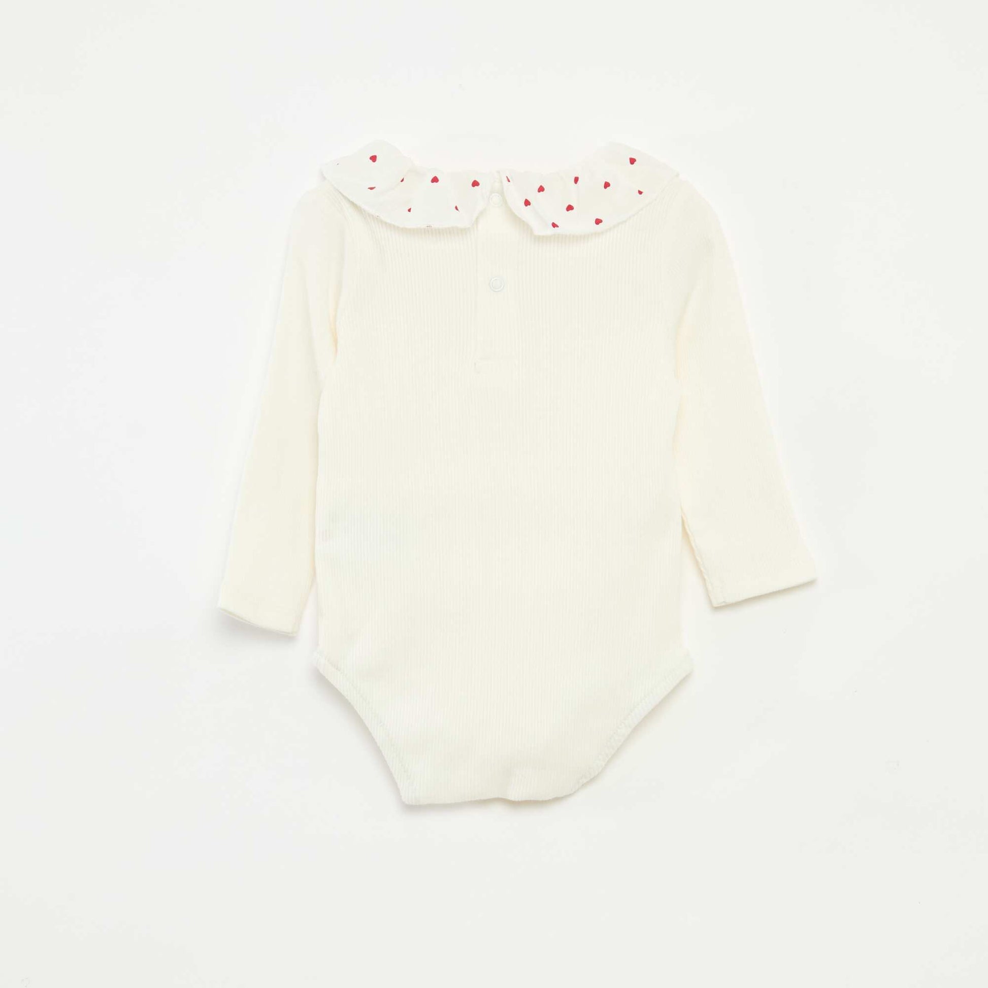 Body côtelé avec collerette BLANC