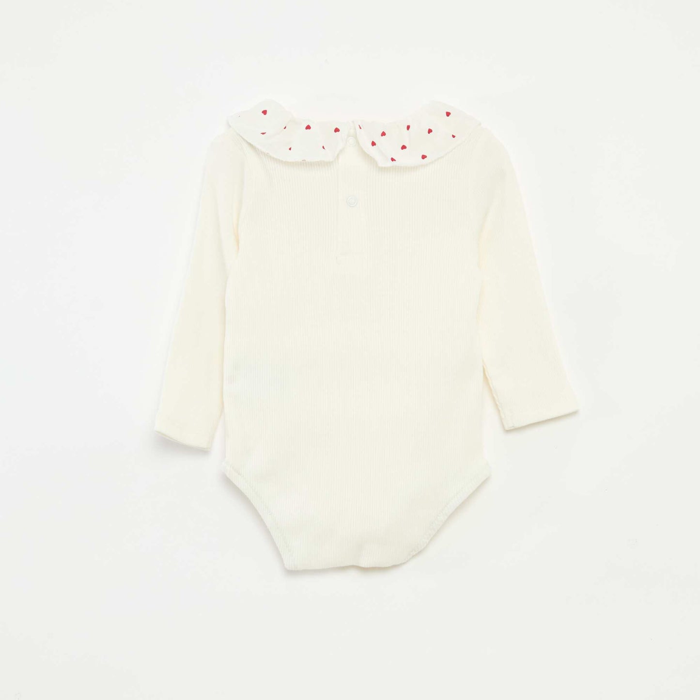Body côtelé avec collerette BLANC