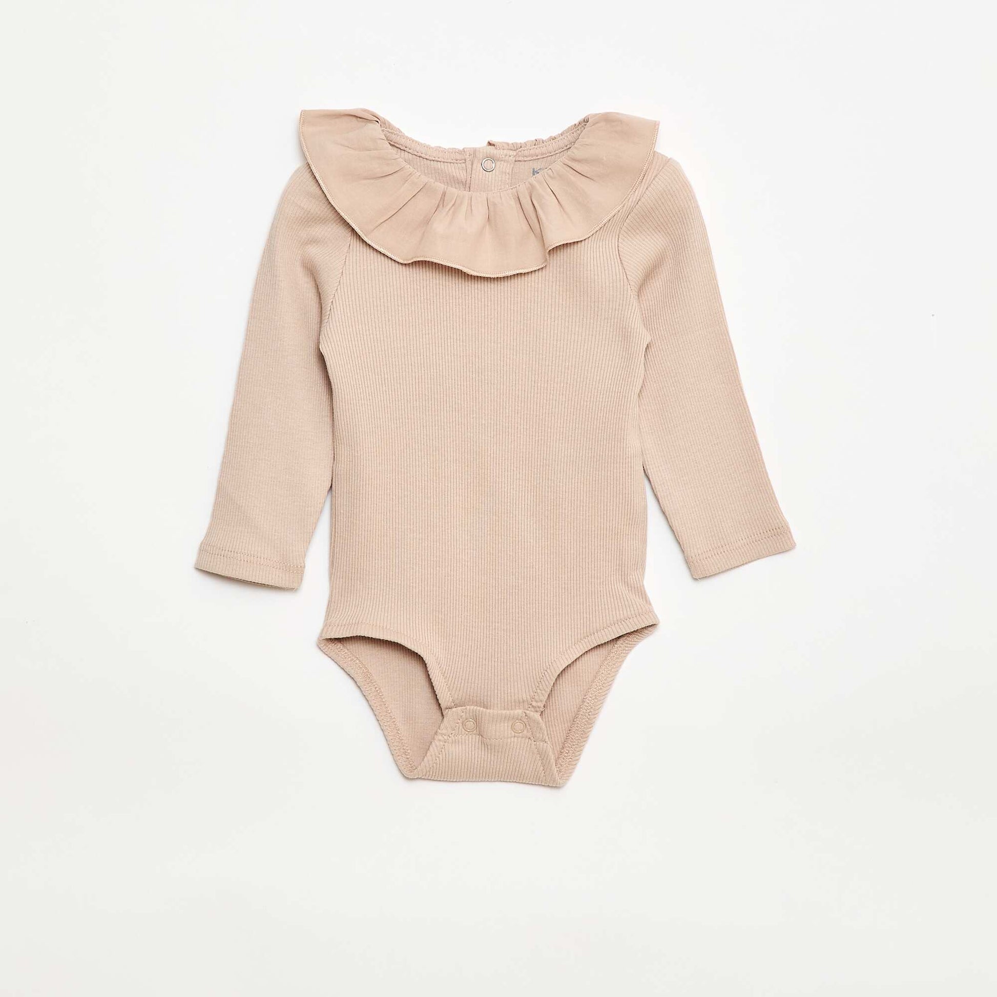 Body côtelé avec collerette BEIGE
