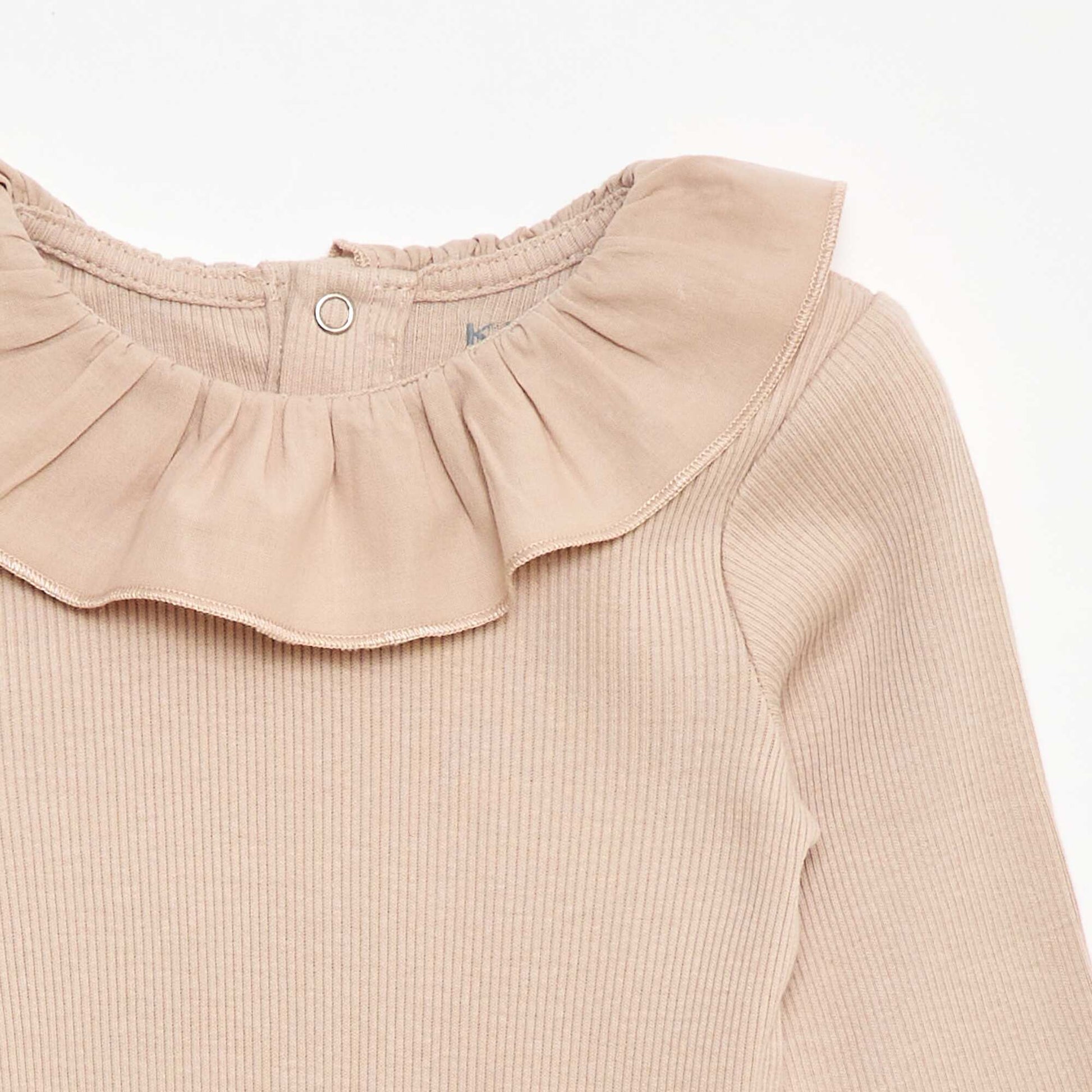 Body côtelé avec collerette BEIGE