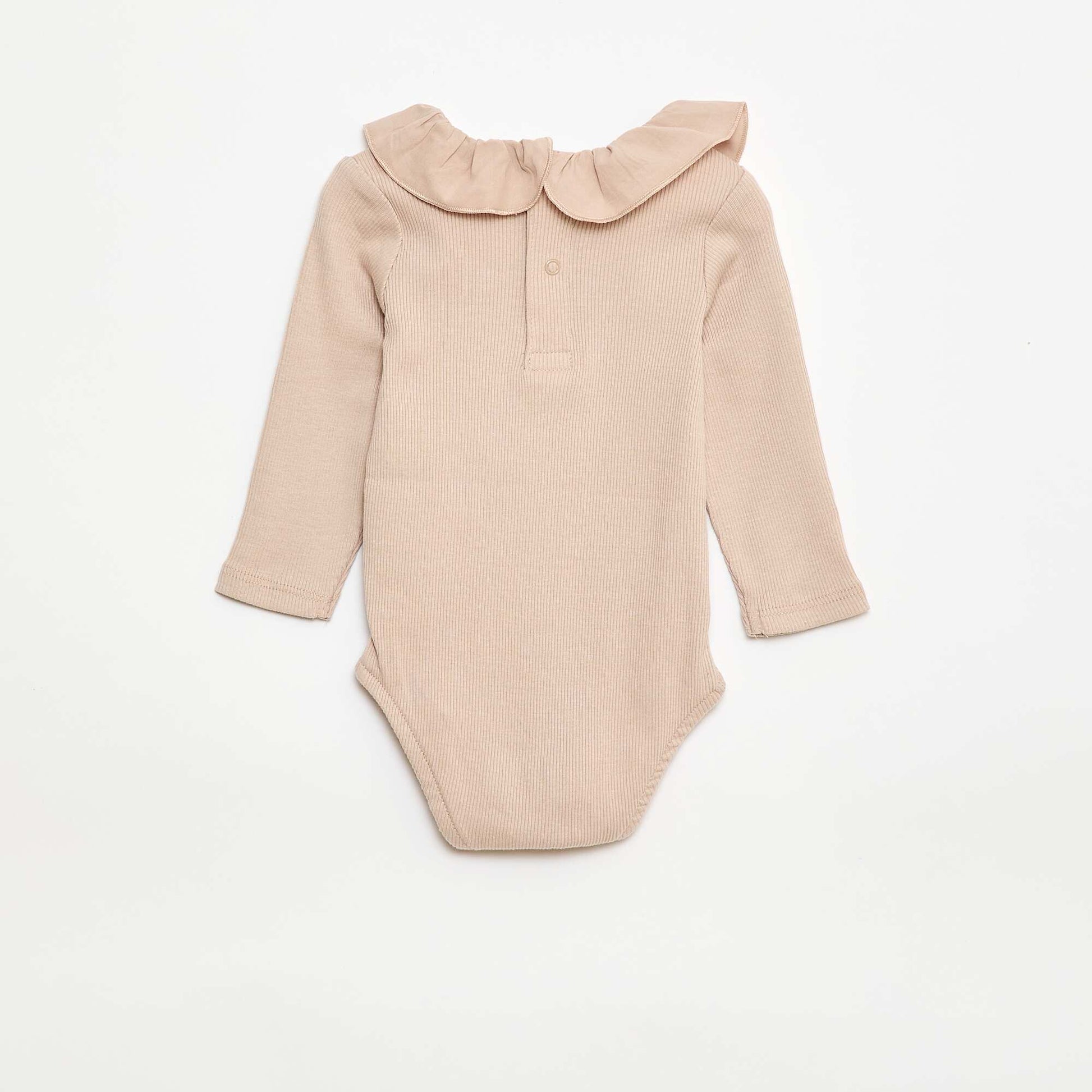 Body côtelé avec collerette BEIGE