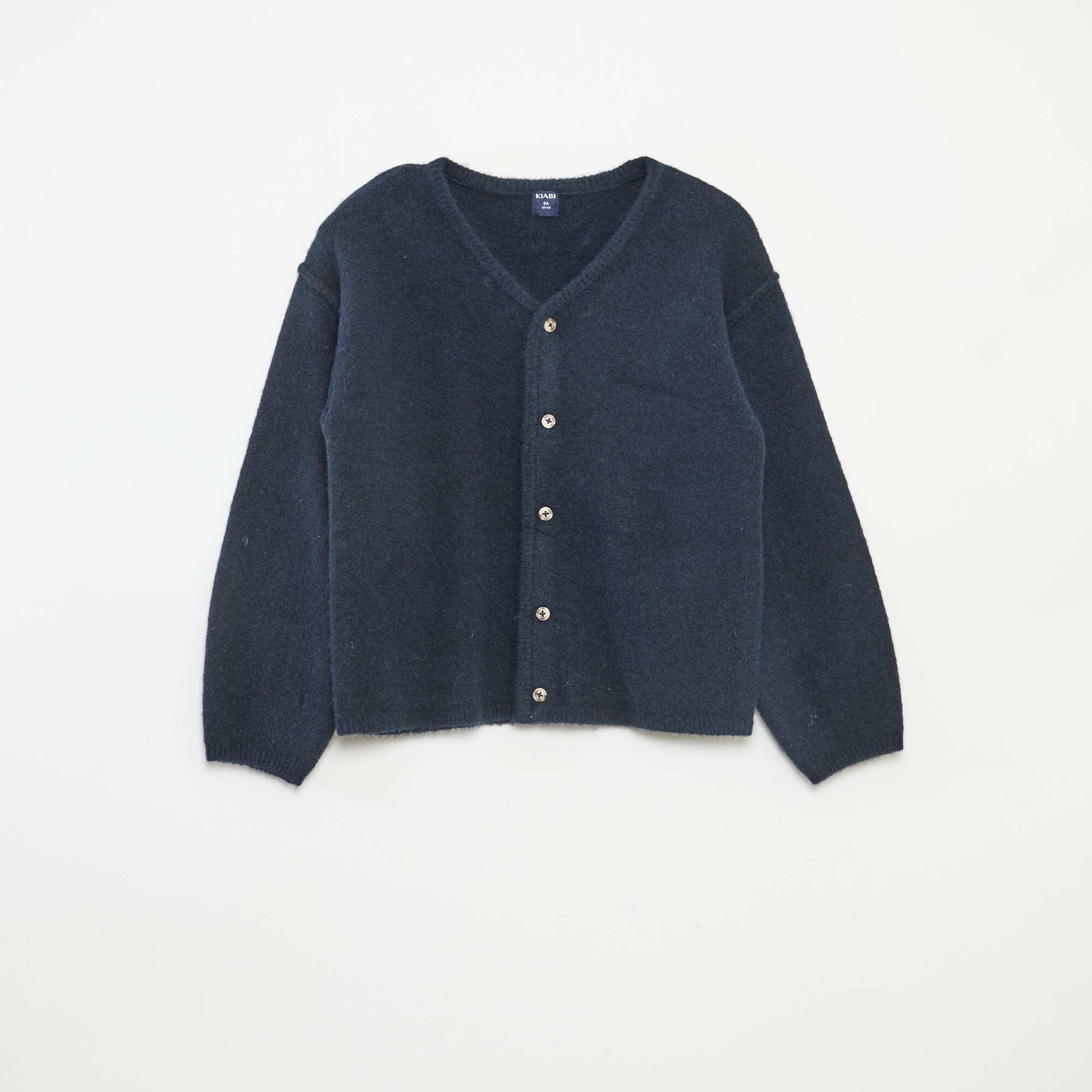 Gilet loose col V uni BLEU