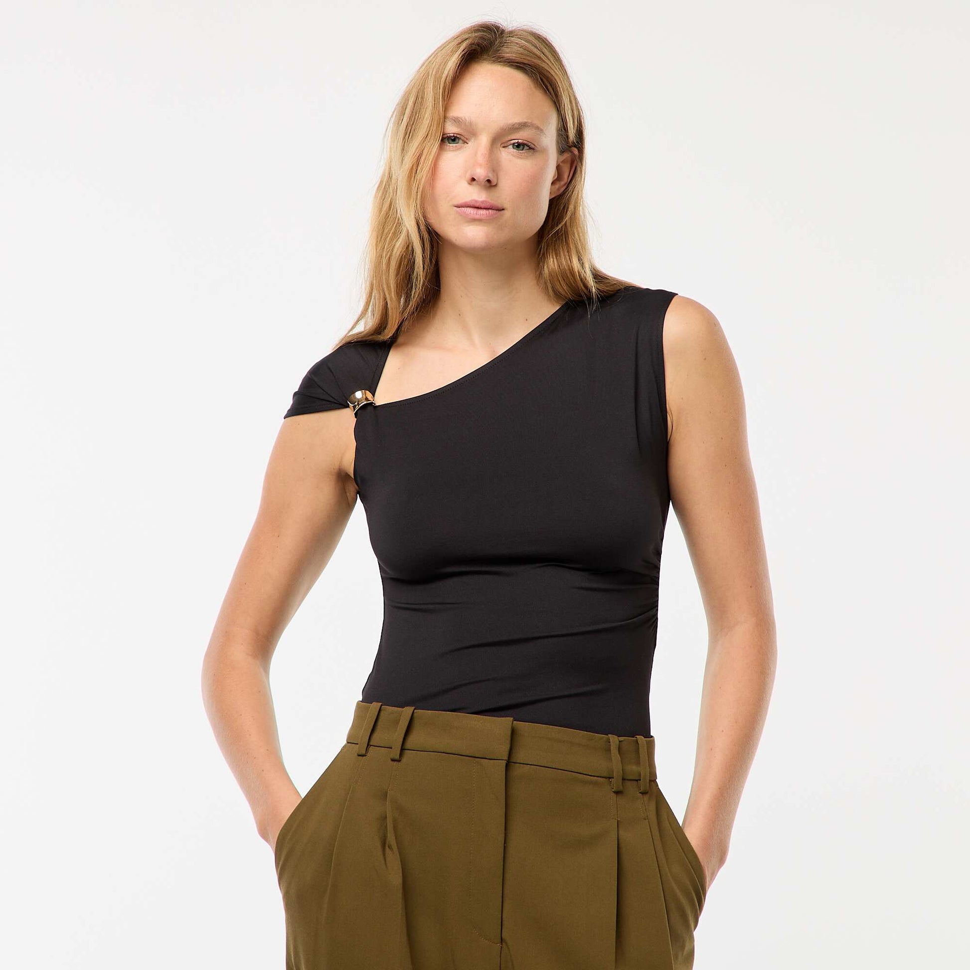 Tee-shirt twisté avec détail bijou NOIR