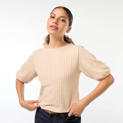 Blouse avec liens à nouer MOUTARDE VICHY