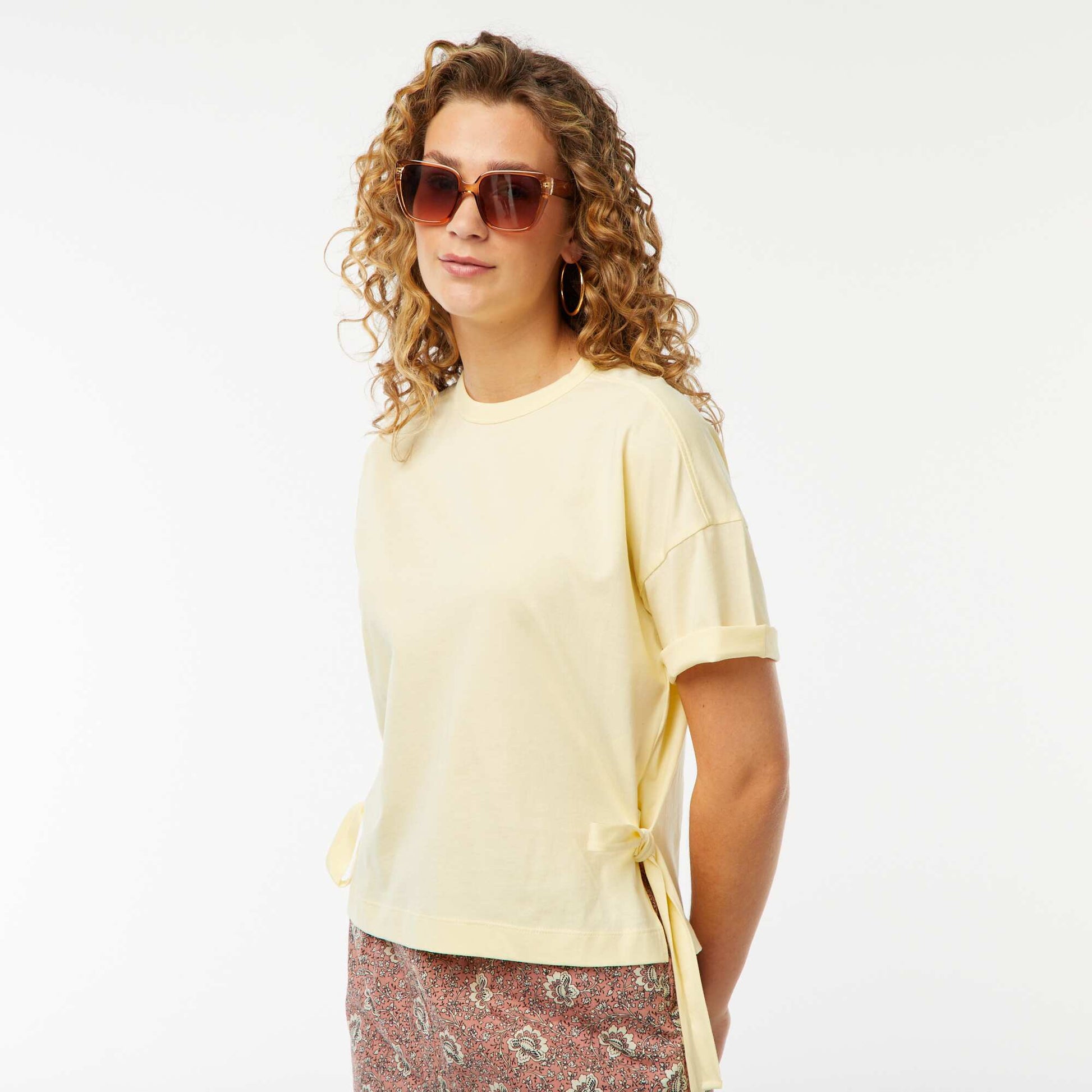 Tee-shirt large avec noeuds JAUNE