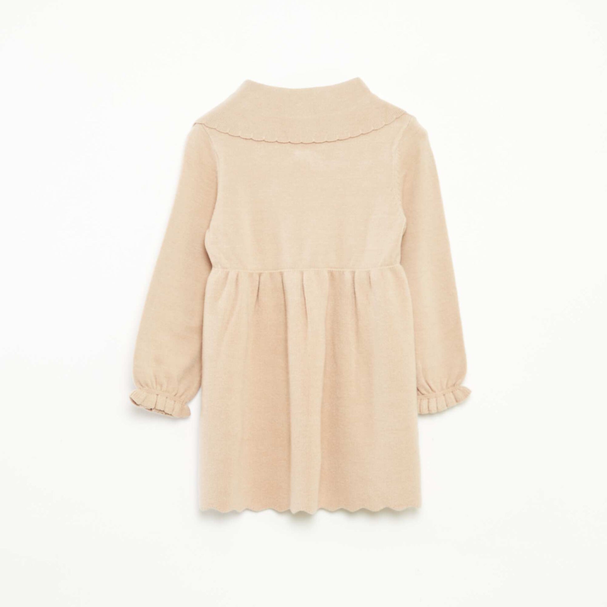 Robe en maille tricot avec col noeud BEIGE