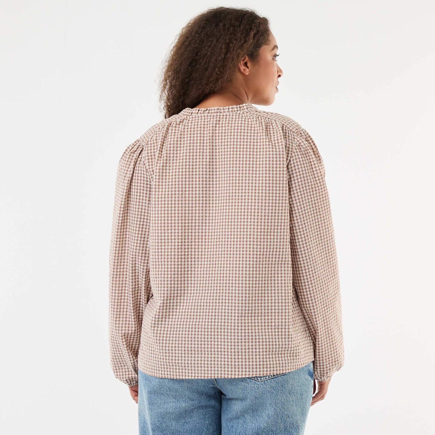 Blouse fluide carreaux vichy BEIGE