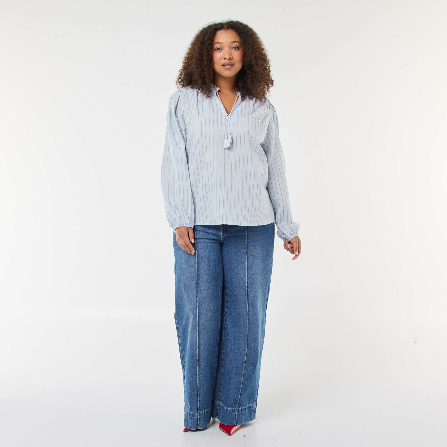 Blouse fluide fines rayures BLEU