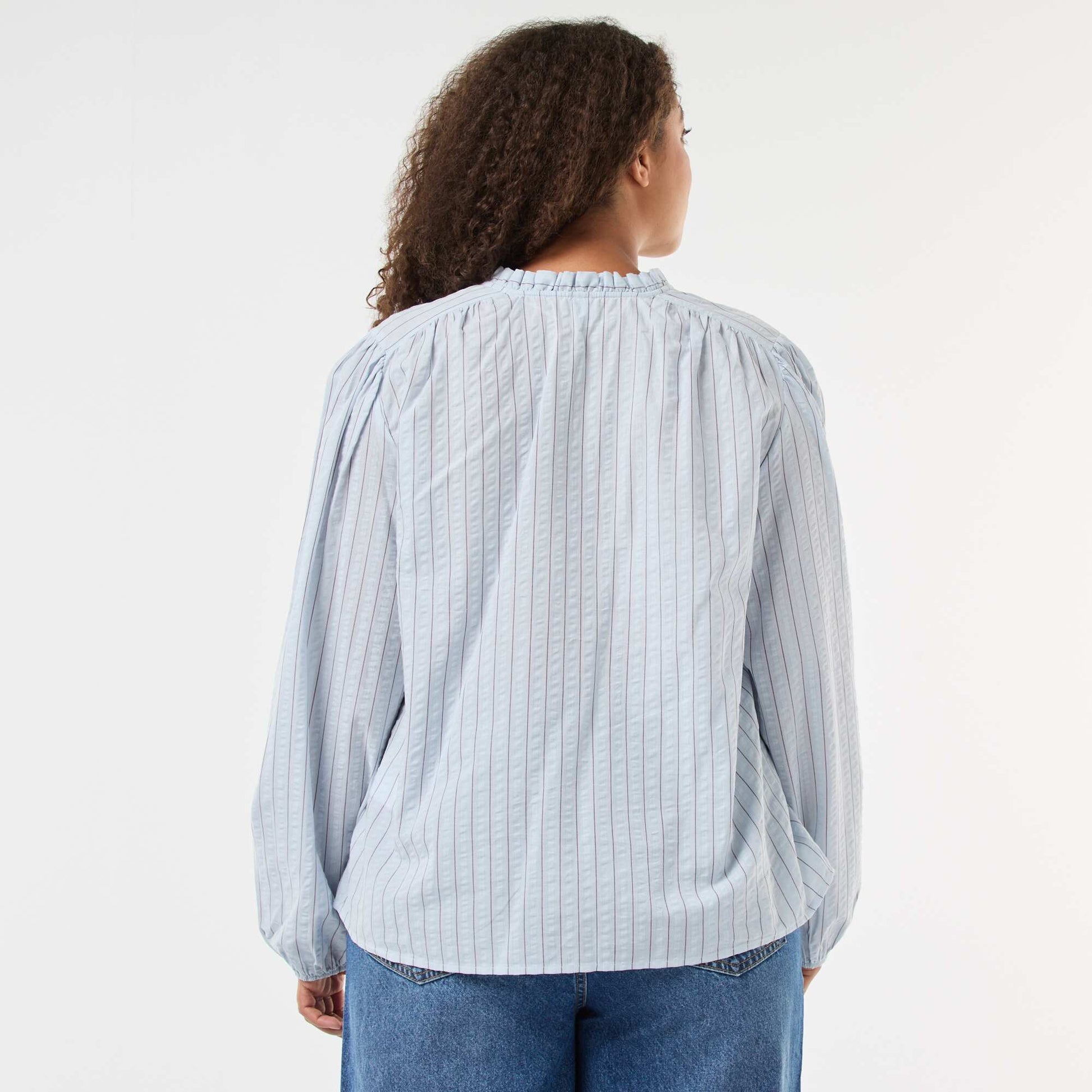 Blouse fluide fines rayures BLEU