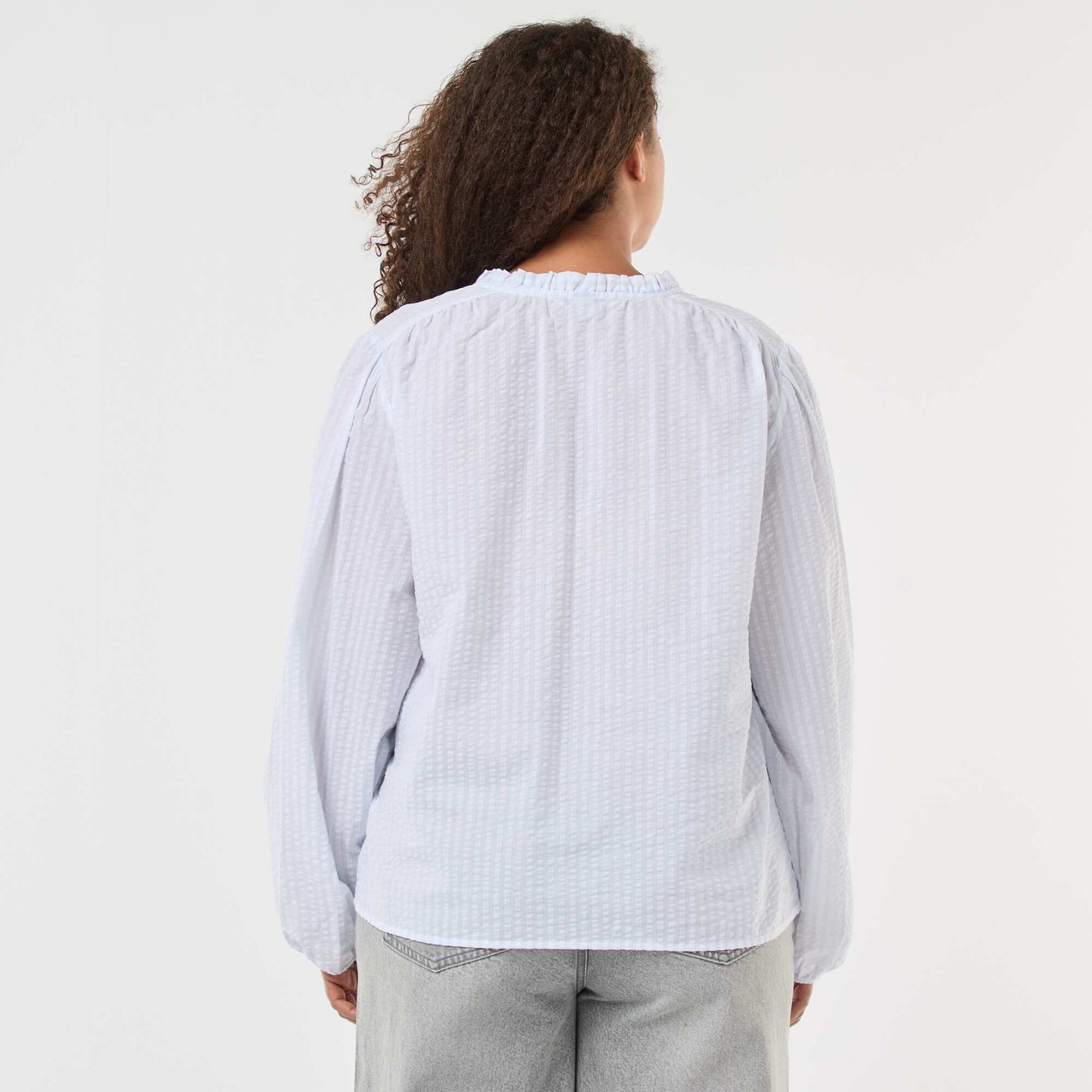 Blouse fluide fines rayures BLANC